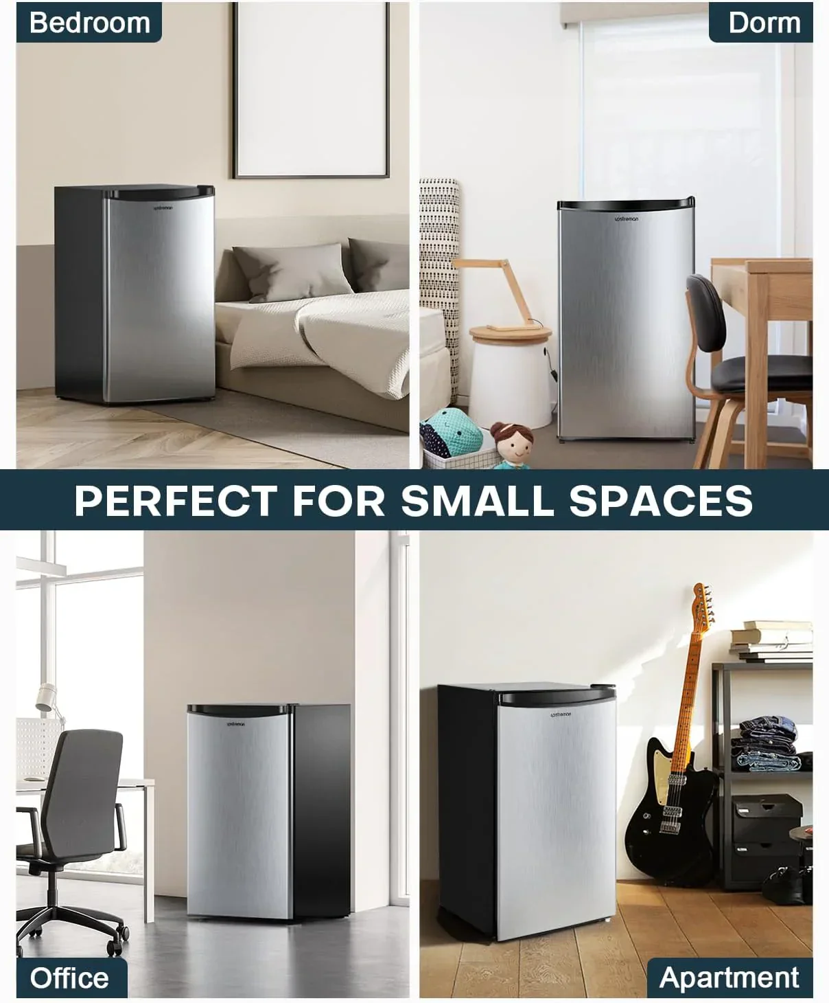 Upstreman 3.2 Cu.Ft Mini Fridge Freezer Single Door Fridge Dorm Fridge Adjustable Thermostat