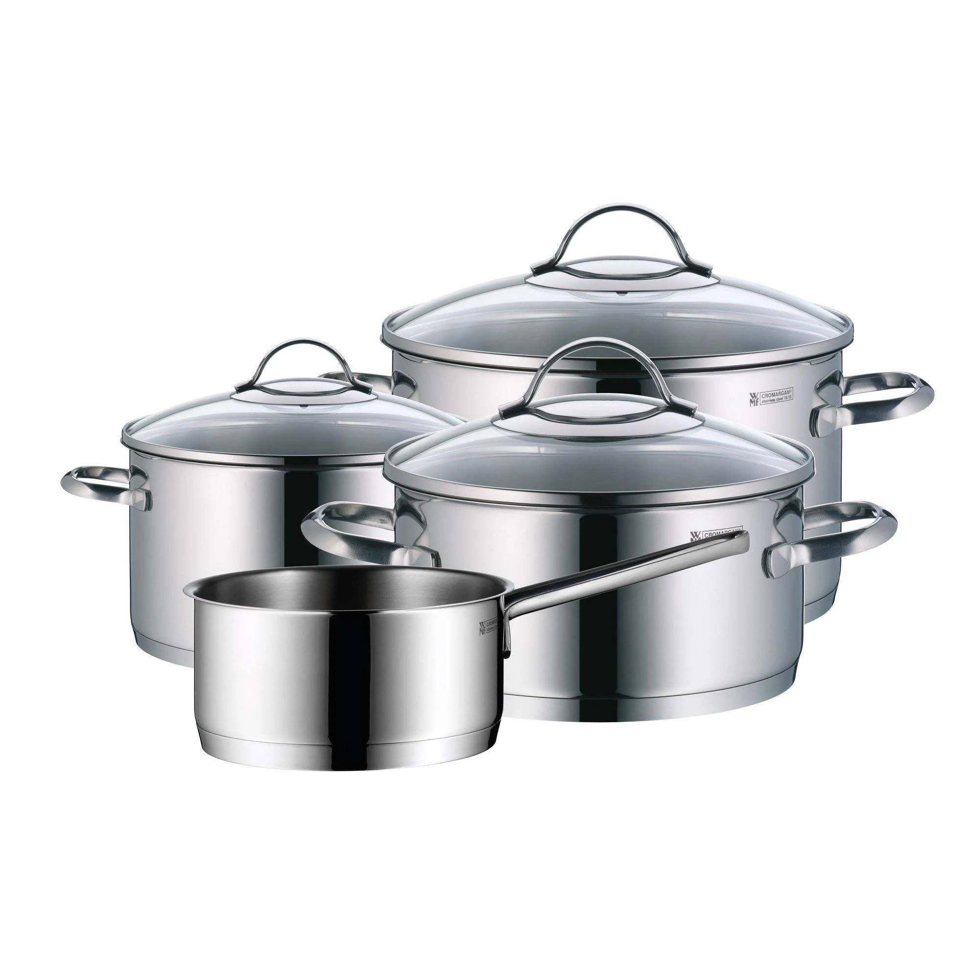 WMF Provence Plus Topfset Induktion 5-teilig, Kochtopf Set unbeschichtet mit Glasdeckel, für alle Herdarten geeignet, Induktions Töpfe Set, ohne Skalierung, Cromargan Edelstahl poliert