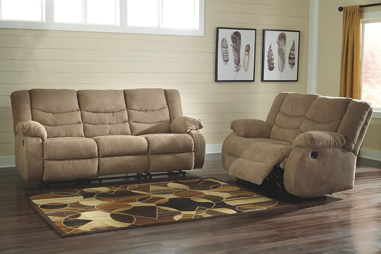 Modern Manual Pull Tab Reclining Loveseat