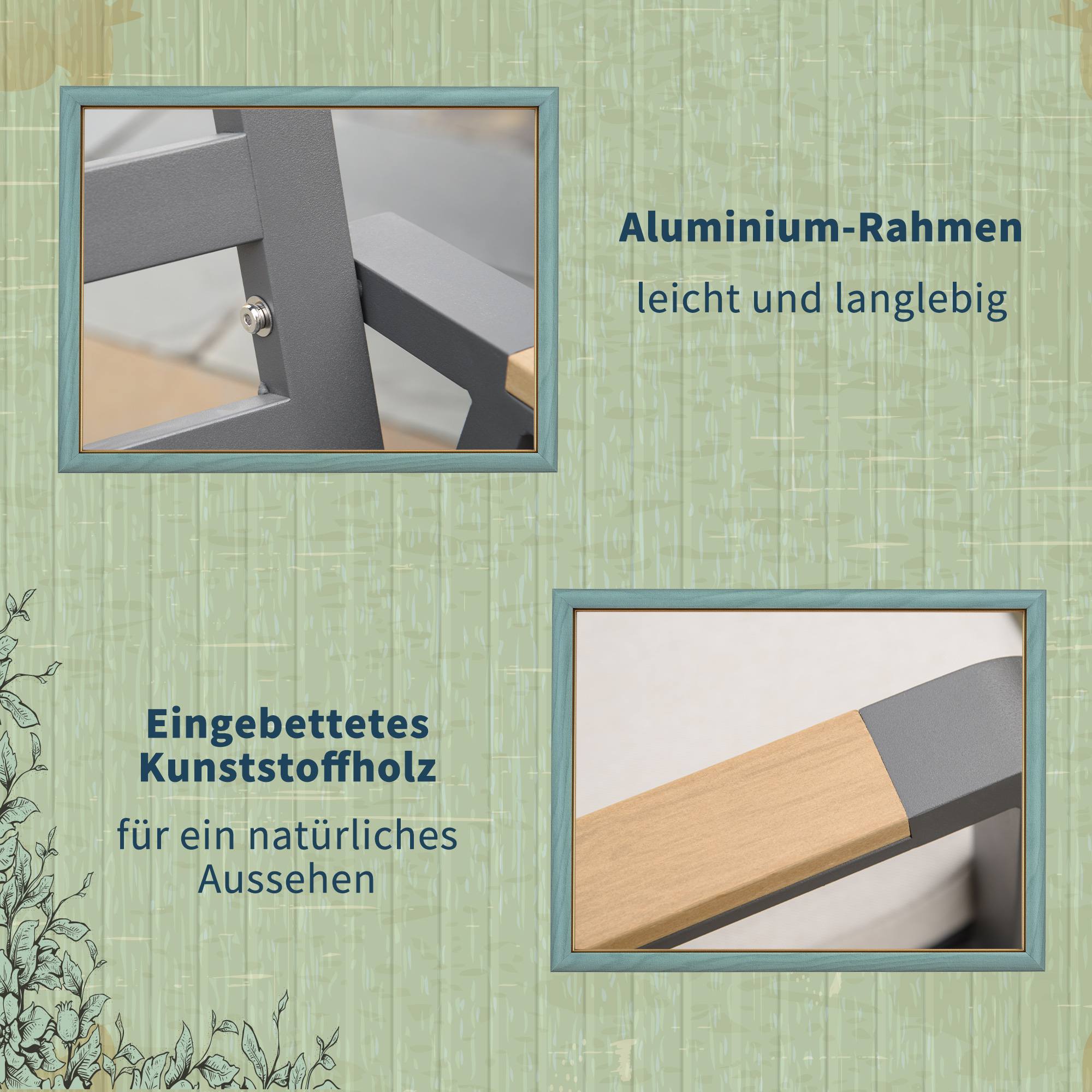 Outsunny zitgroep 7 stuks. Eetkamerset met kussens Tuinmeubelset aluminium kunststof