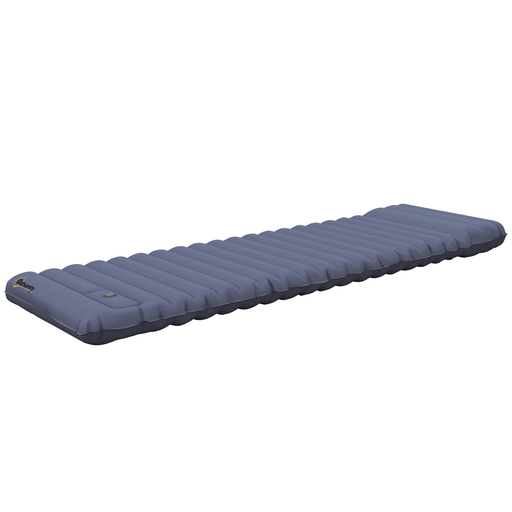 Outsunny Luftmatratze, Campingmatte, wasserabweisend, reißfest, mit Fußpumpe, Nylon, 200L x 60B x 10H cm, Blau