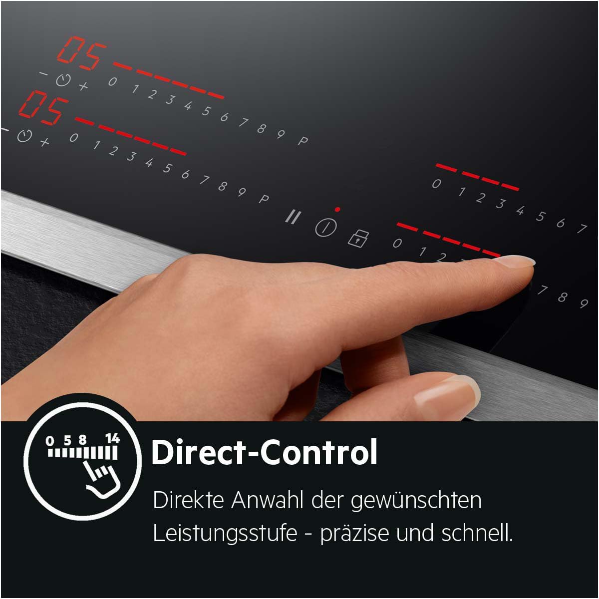 AEG Induktionskochfeld autark 80cm mit Dunstabzug / Made in Germany / 4 Flex-Kochzonen mit Bridge (Kombination 2er Zonen) / Auto-Funktion des Dunstabzugs / Aktivkohlefilter / COLI84COXB