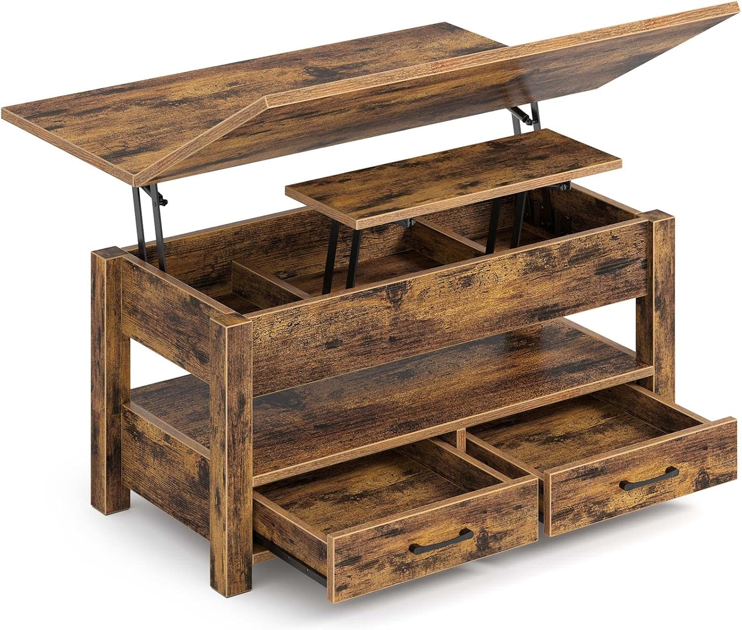Rolanstar Convertible Coffee Table with Lift Top in Black