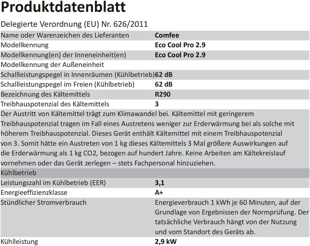Comfee Mobiles Klimagert Easy Cool 2.0, 7000 BTU 2,0kW, K��hlen&Ventilieren&Entfeuchten, Raumgre bis 68m(25�O), APP-Steuerung/Alexa/Google Home/IFTTT, Mobile Klimaanlage mit Abluftschlauch