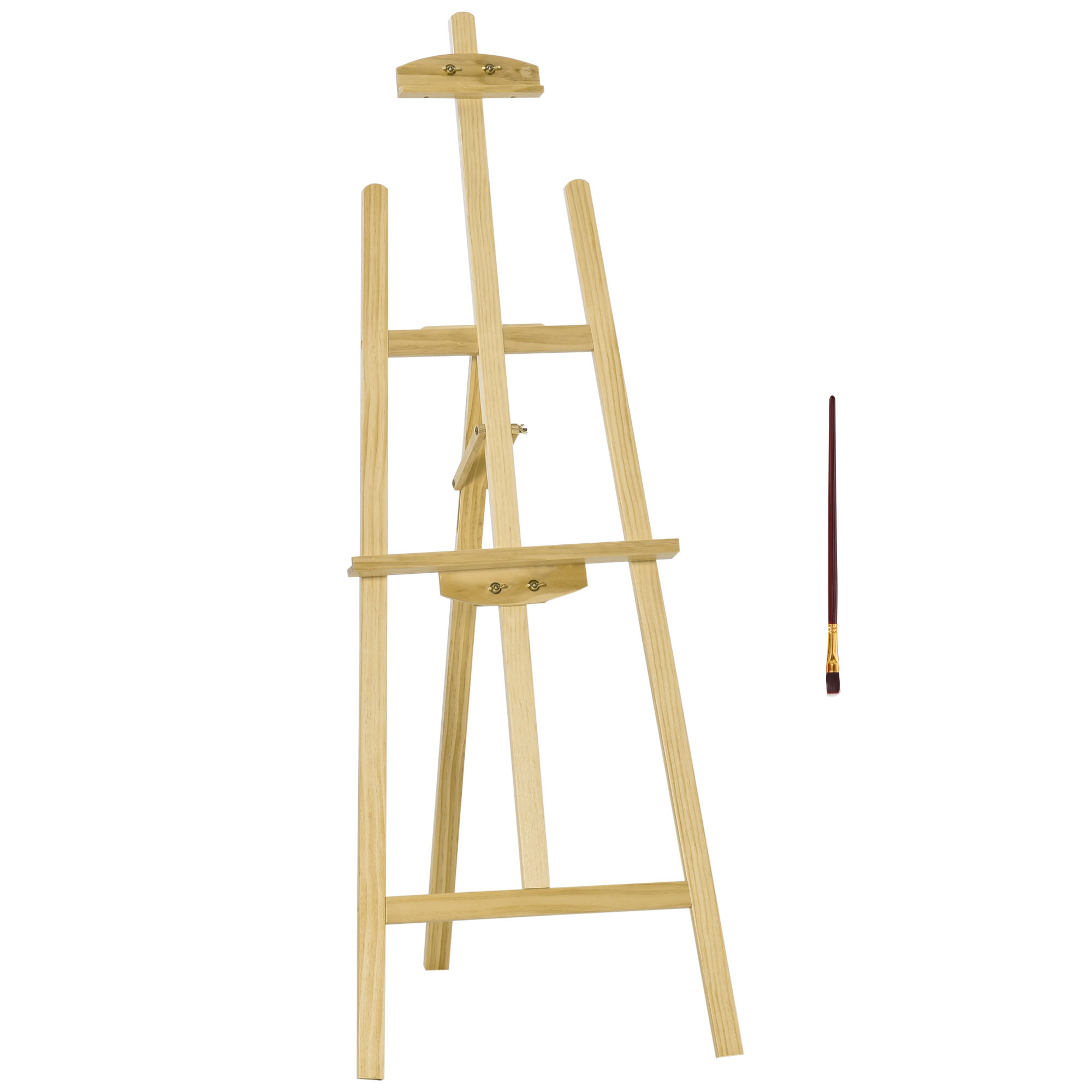 HOMCOM Staffelei Sitz- und Standstaffelei Klappbare Atelierstaffelei 75° einstellbar mit Halterung für Kunstmalerei Und Außenwerbung Kiefernholz Natur 51,5 x 71,5 x 134,5 cm