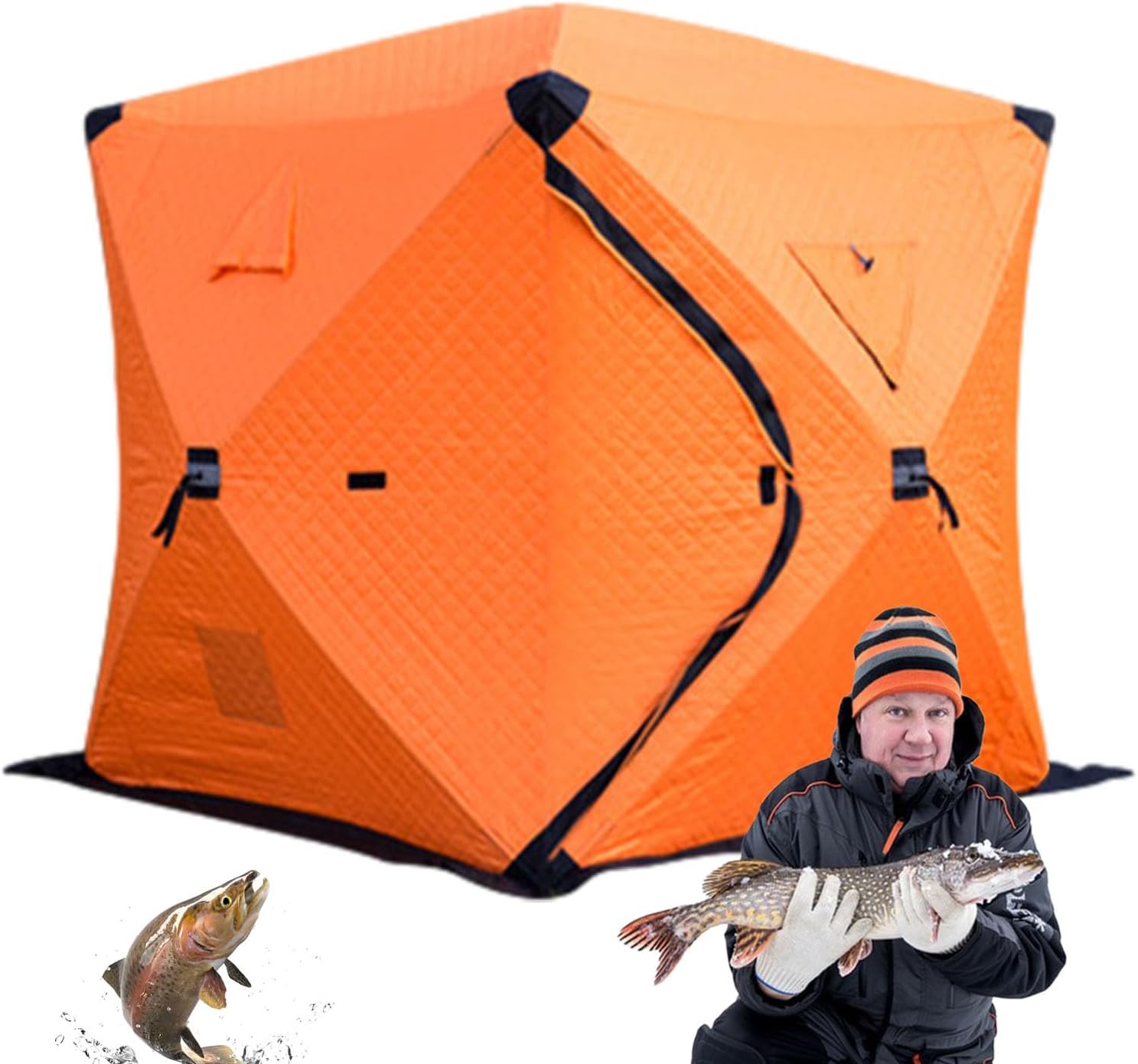 Isolierte | Winddichtes Warmes Wasserdichtes Tragbares | Isolierte Eisangeln Hütte - Für Boot Fischen Küsten Süßwasser Salzwasser Deck Ufer Surf Fluss See Teich Camping