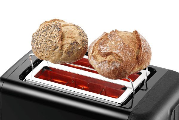 Toaster DesignLine TAT3P423DE, Integrierter Edelstahl-Brötchenaufsatz