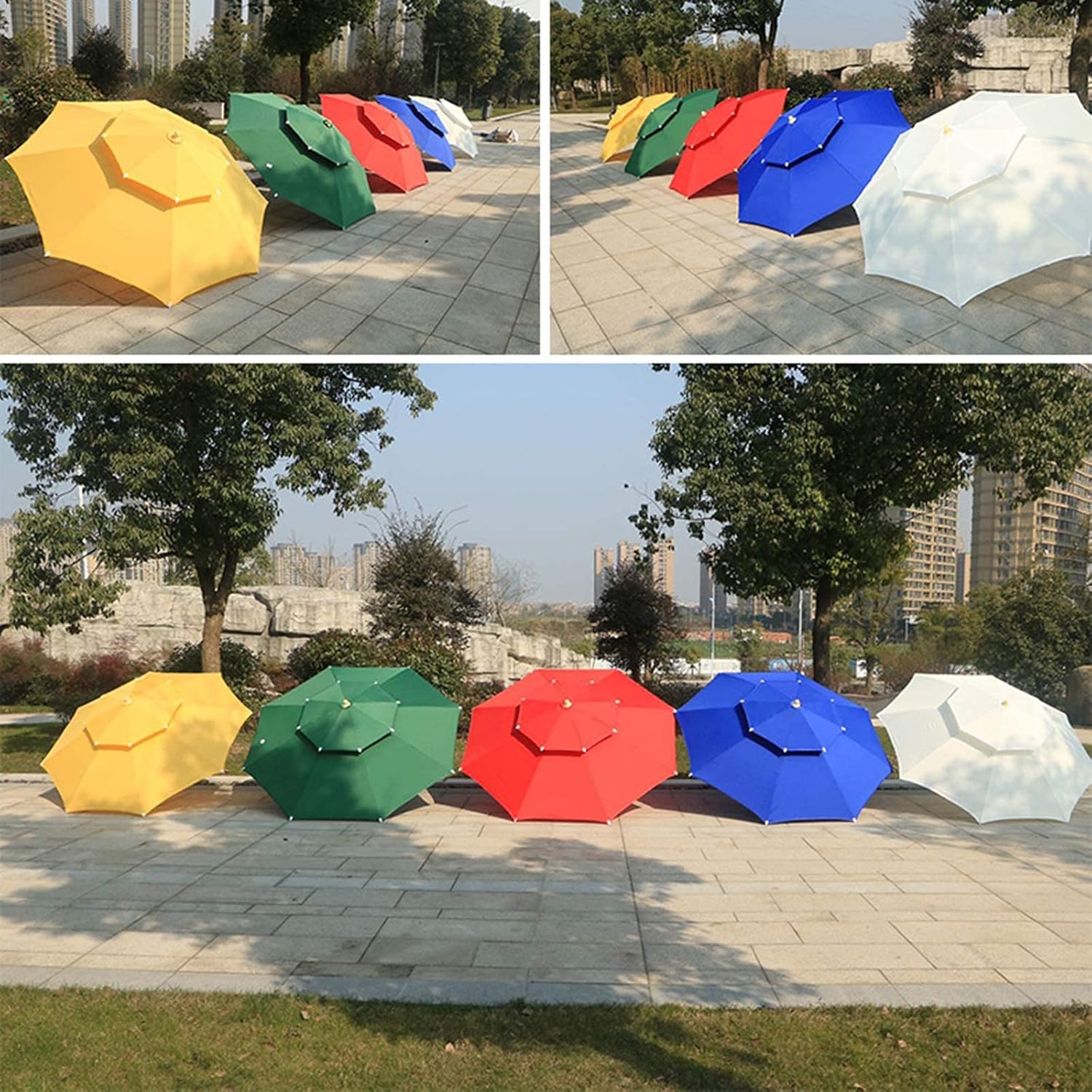 Garten Parasols Garten Parasol, Regenschirm, Doppel -Top -Parasol, runder Regenschirm, abnehmbar, für Outdoor, Strand, Innenhof, Terrassenschild im Freien Parasole