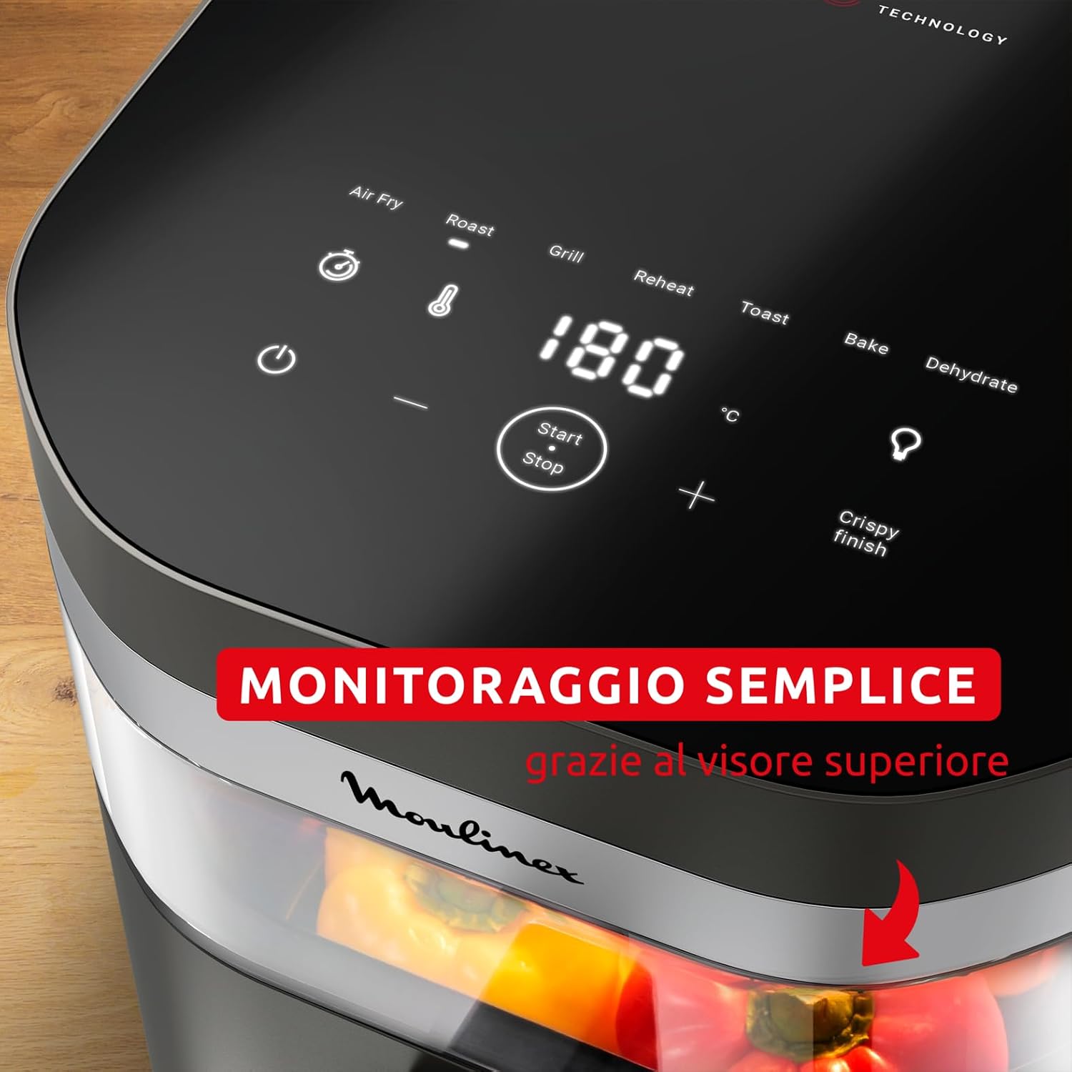 Moulinex Easy Fry Infrared, Friggitrice ad Aria 7L, Coal Grey, EZ832H