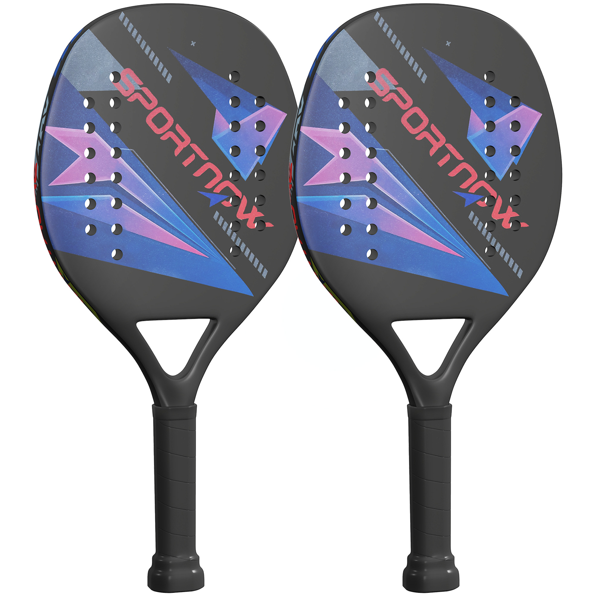 SPORTNOW Beach-Tennisschläger-Set, rutschfester Griff, Kohlefaser, Schwarz
