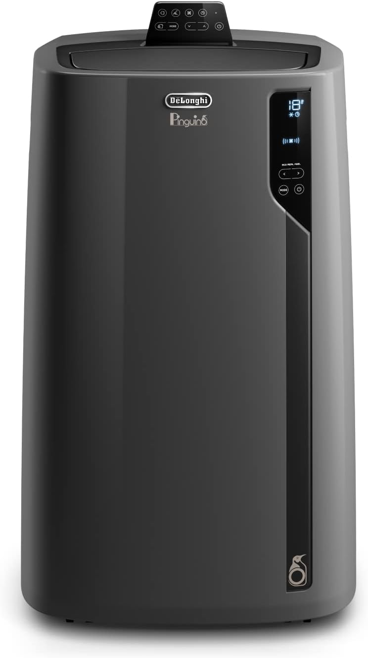 De'Longhi Pinguino PAC EL112 CST mobiles Klimagerät mit Abluftschlauch, Klimaanlage Für Räume bis 110 m³, Luftentfeuchter, Ventilationsfunktion, 24h-Timer, Schwarz