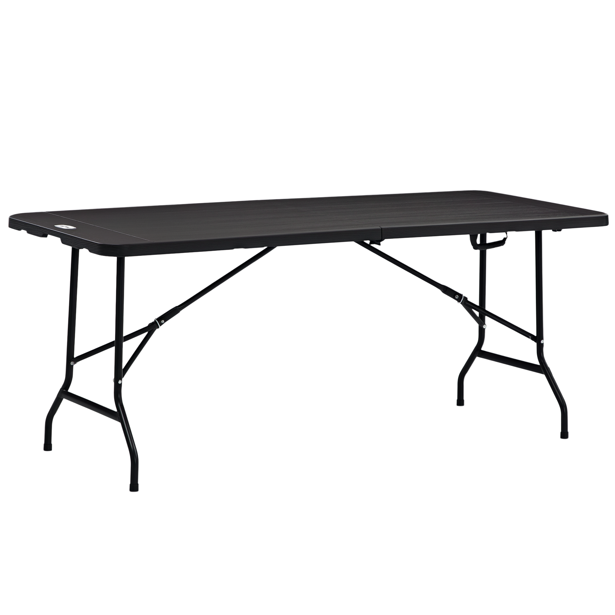 Outsunny Outdoortisch, Gartentisch, für 6 Pers., klappbar, Holzoptik, dunkelgrau, 180 x 75,5 x 73 cm
