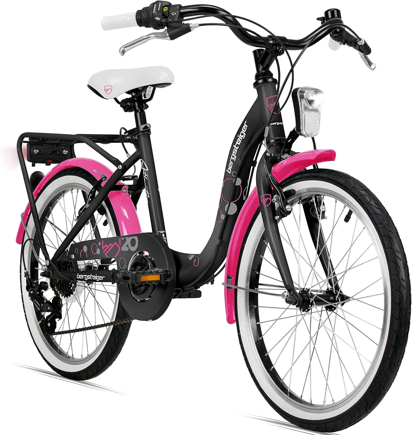Bergsteiger Atlantis 20, 24 Zoll Kinderfahrrad, geeignet f��r 6,7, 8, 9, 10, 11 Jahre, StVZO, Shimano Schaltung, M?dchen-Fahrrad mit Dynamo-Licht