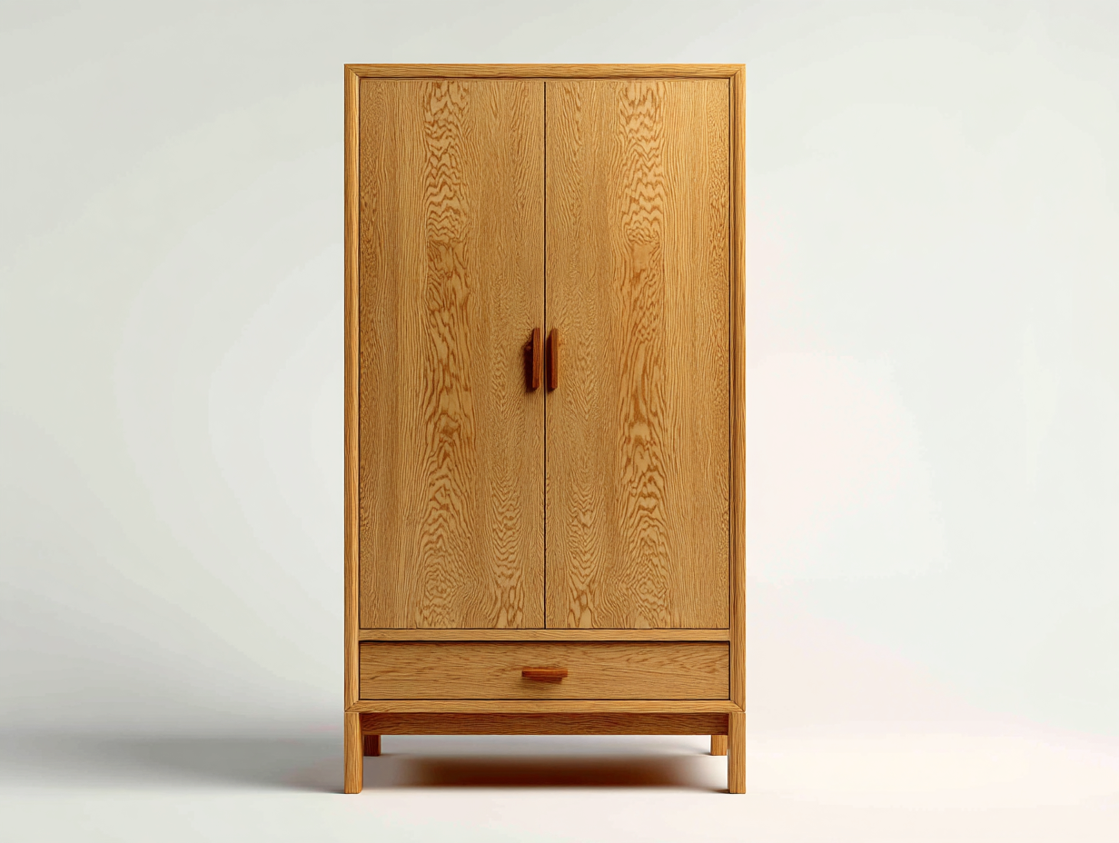 Kleiderschränke mit zwei Türen-Eichenholz-Holz-92 x 56 x 184 cm-Natur-Skandinavischer Stil