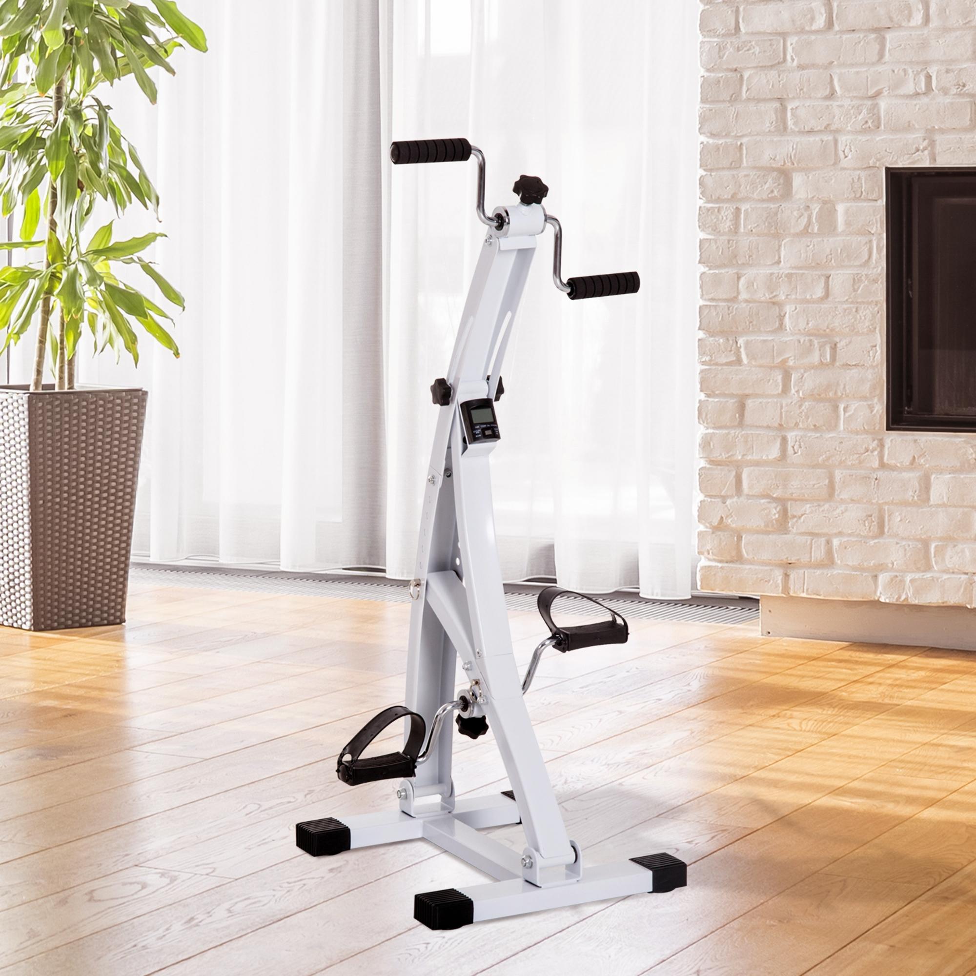 HOMCOM Pedaltrainer für Senioren extra Leise Mini Heimtrainer mit LCD Display Befestigungsband Arm- und Beintrainer Bewegungstrainer Tischfahrrad Mini Bike Fitnessgerät für Zuhause Büro