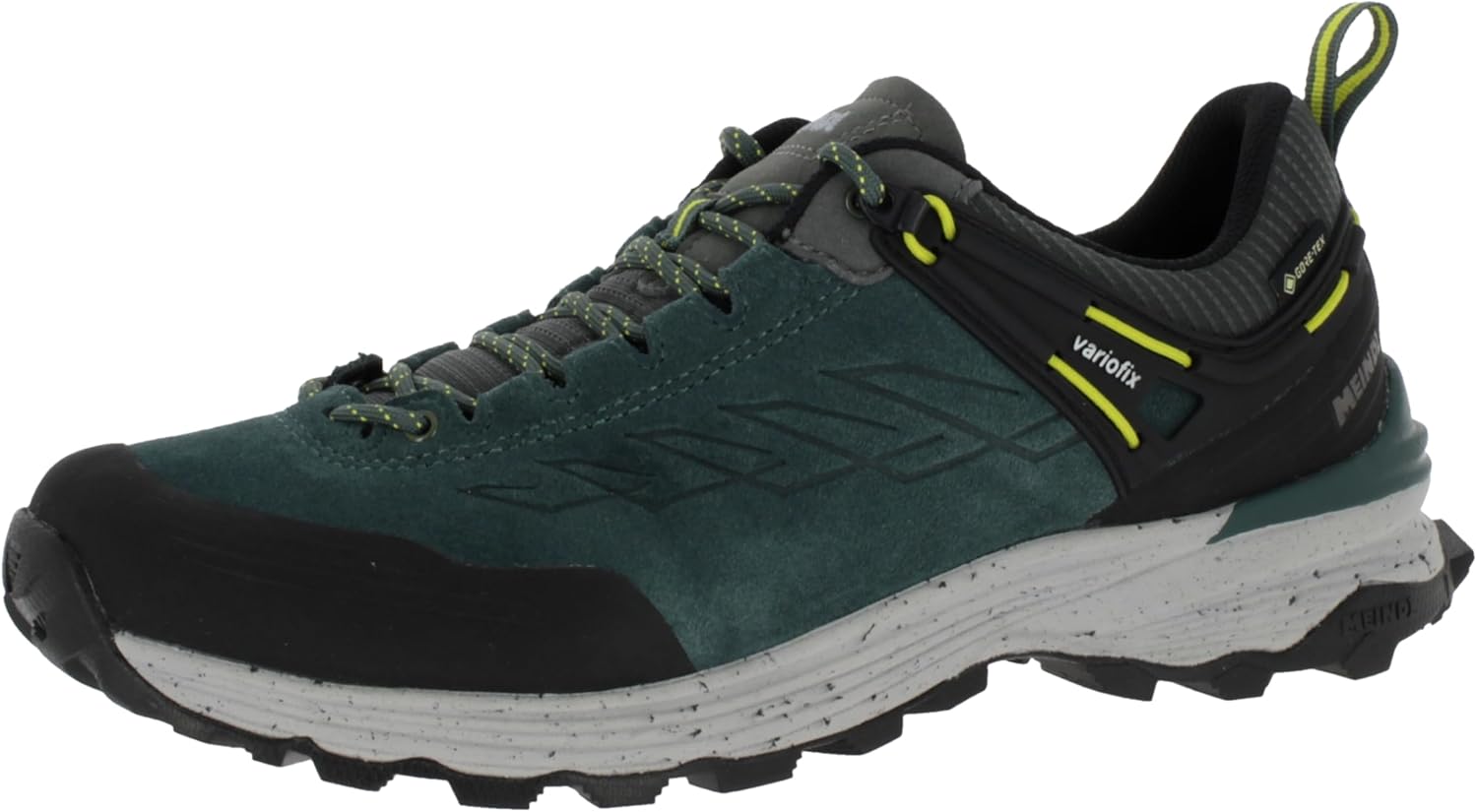 Meindl Wanderhalbschuhe Dallas GTX wasserdichte und leichte Herren Wanderschuhe mit Wildleder und griffiger Laufsohle dunkelgrün/gelb EU 42
