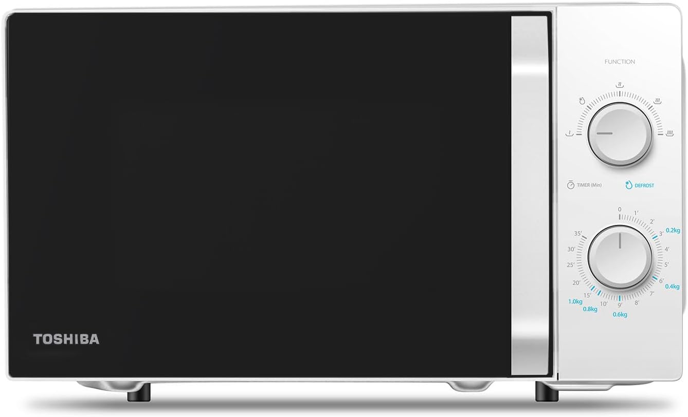 Toshiba MW2-MM20P(WH) - Forni a microonde standard, 20 Litri, 800 W, 5 livelli di potenza con pratica funzione di scongelamento, illuminazione a LED interno/Bianco