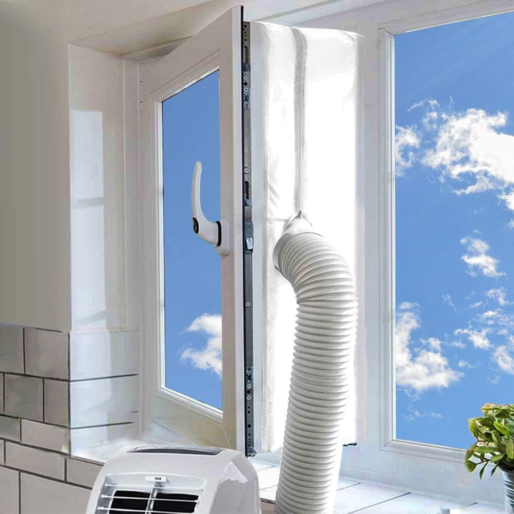 MOEGFY 400CM Guarnizione Universale Finestre per L’Aria Condizionatore Portatile Tutti Climatizzatori Mobili, Mantene l'aria Fredda Impermeabile, Tiene lontani Gli Insetti, Facile da Installare