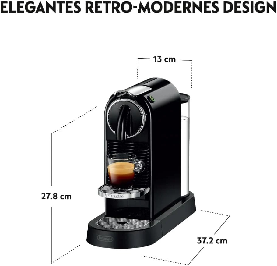 Nespresso De'Longhi EN267.BAE Citiz koffiezetapparaat met melkopschuimer, energiebesparende functie, 1710W, 1 liter, 37.2 x 21.8 x 27.7 cm, zwart