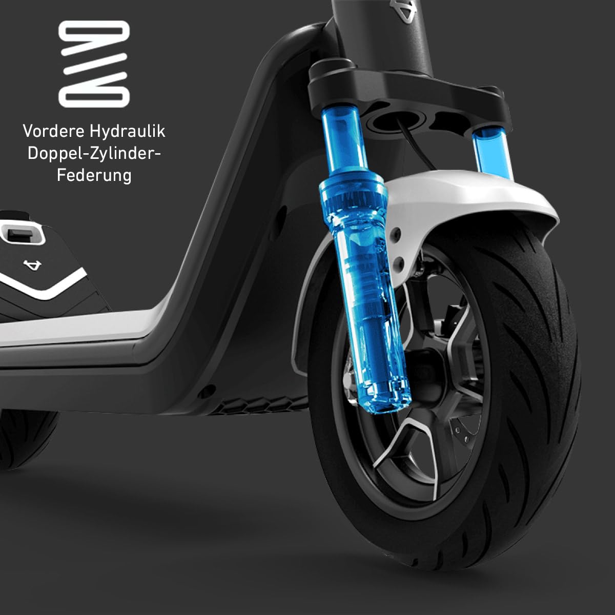 E-Scooter KQi 300P mit Straßenzulassung, bis zu 48 km Reichweite, 450-W-Motor, 120 kg Belastung, 10,5-Zoll-Luftreifen und App