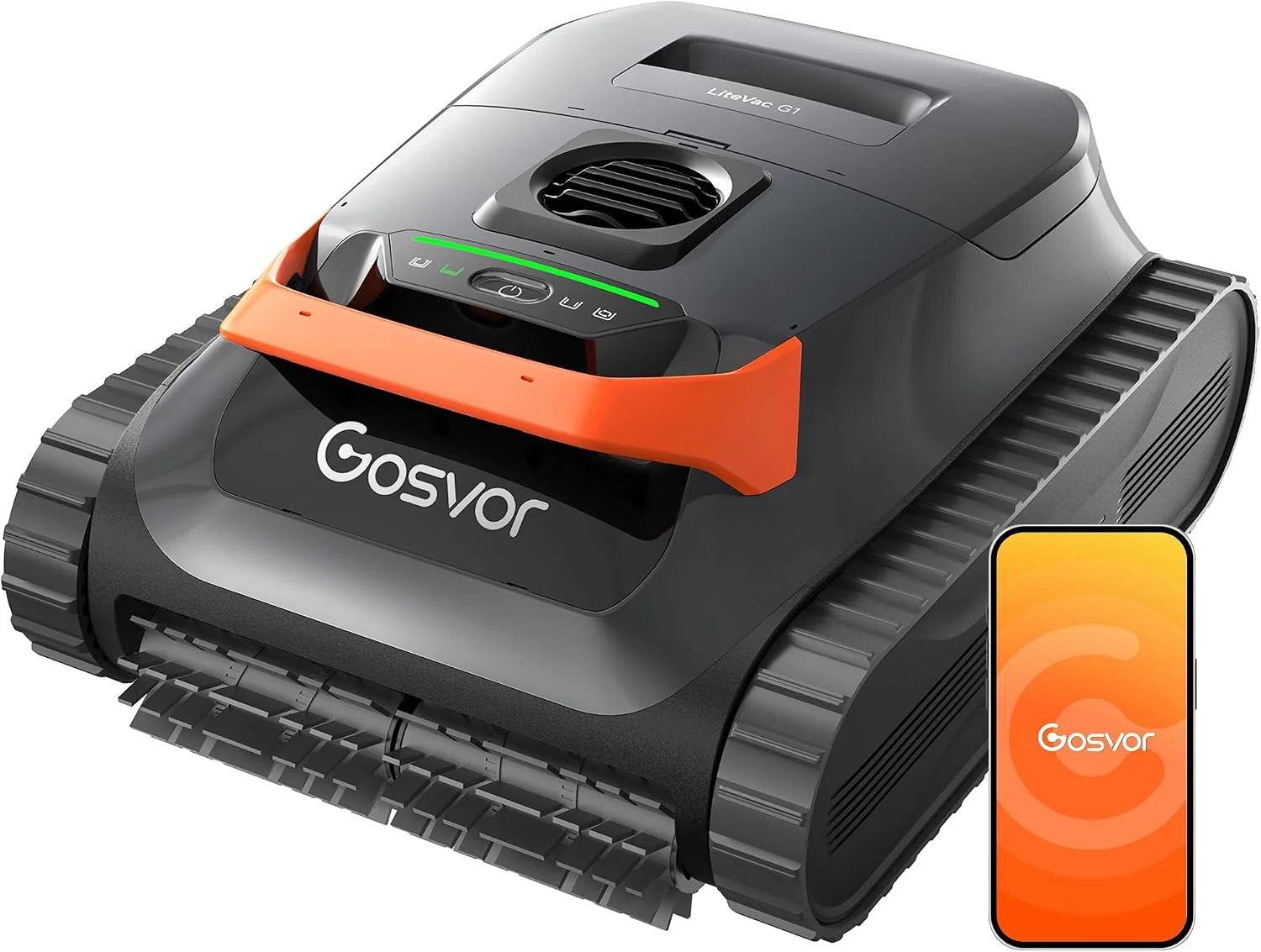 Gosvor (2026 Neu) Poolroboter Wand und Boden, Flachzone 4-in-1, Leichtgewicht 6,9 KG, Poolsuager Akku für Pools bis zu 200 m², Wasserlinie, Orange