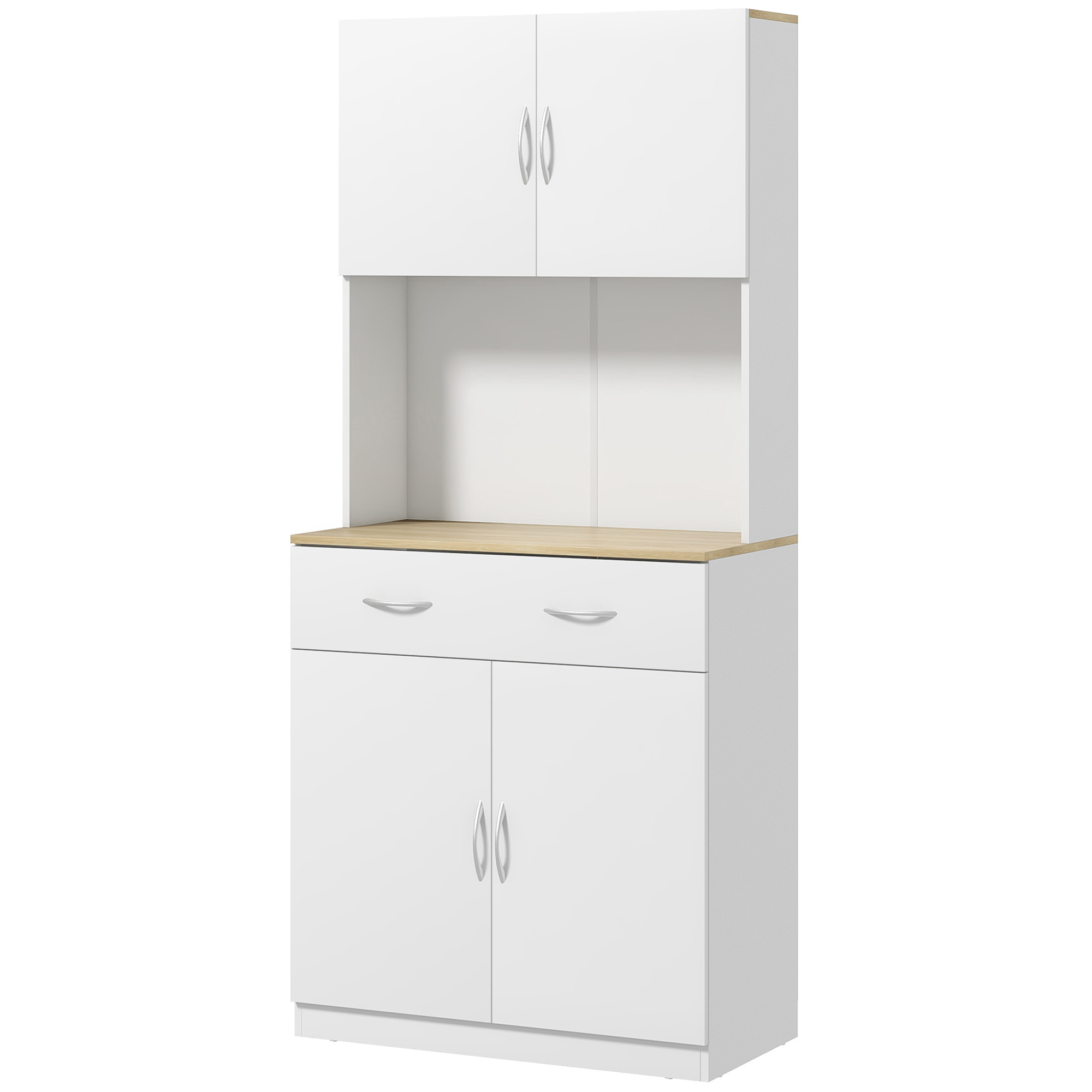 HOMCOM Küchenschrank Küchenbuffet Hochschrank, 1 Schublade, 1 Regal, 80 cm x 40 cm x 180 cm, Weiß