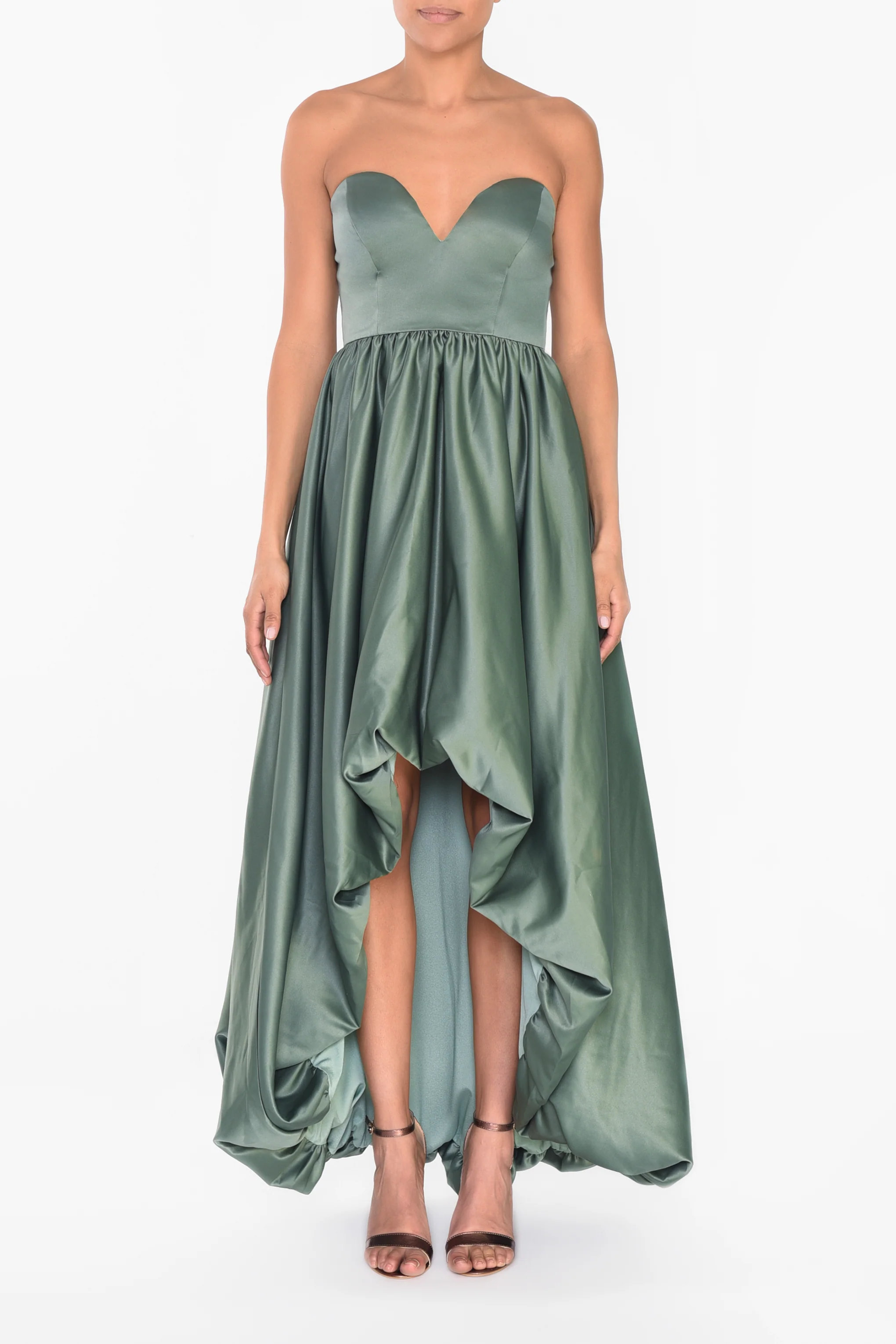 Green Strapless High Low Dress