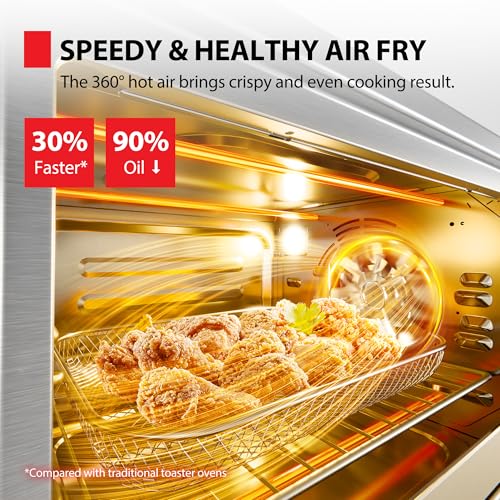 TOSHIBA ChefFry Air Fryer Toaster Oven Combo, 26.4 QT Large Capacity, 12 in 1 Countertop Toaster Oven, Stainless Steel : Home & Kitchen