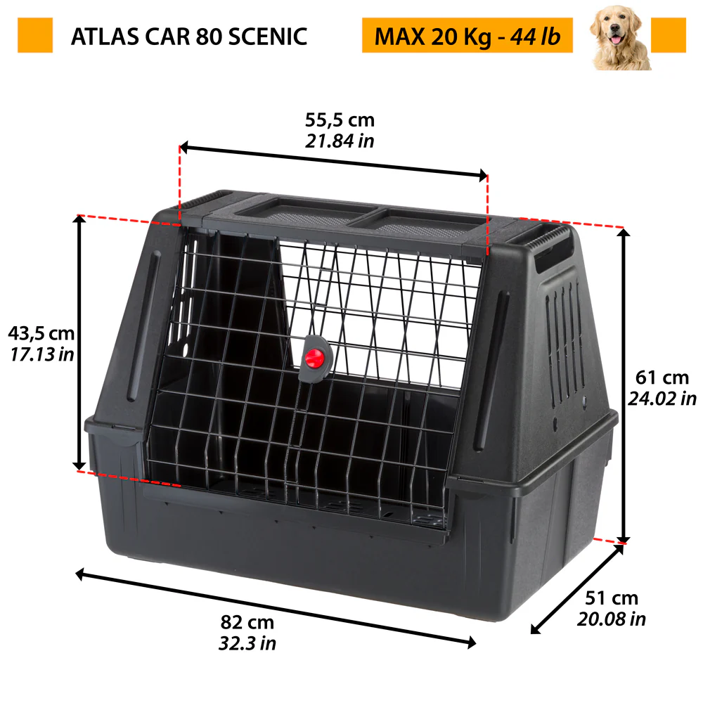 Atlas Car Scenic – Trasportino da Auto per Cani, Super Ventilato e Sicuro, con Doppia Porta Scorrevole, Disponibile in Due Misure