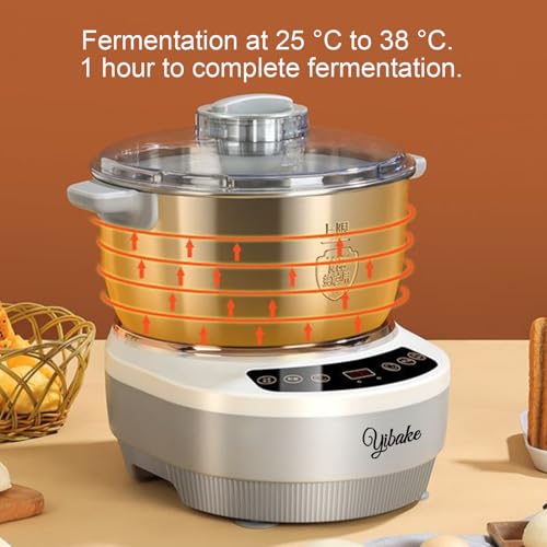 YIBAKE Impastatrice con funzione di lievitazione, 5L impastatrice per pizza completamente automatico, funzione di cella lievitazione 25 38°C, Timer intelligente, 10 Min di impasto rapido : Amazon.it: Casa e cucina