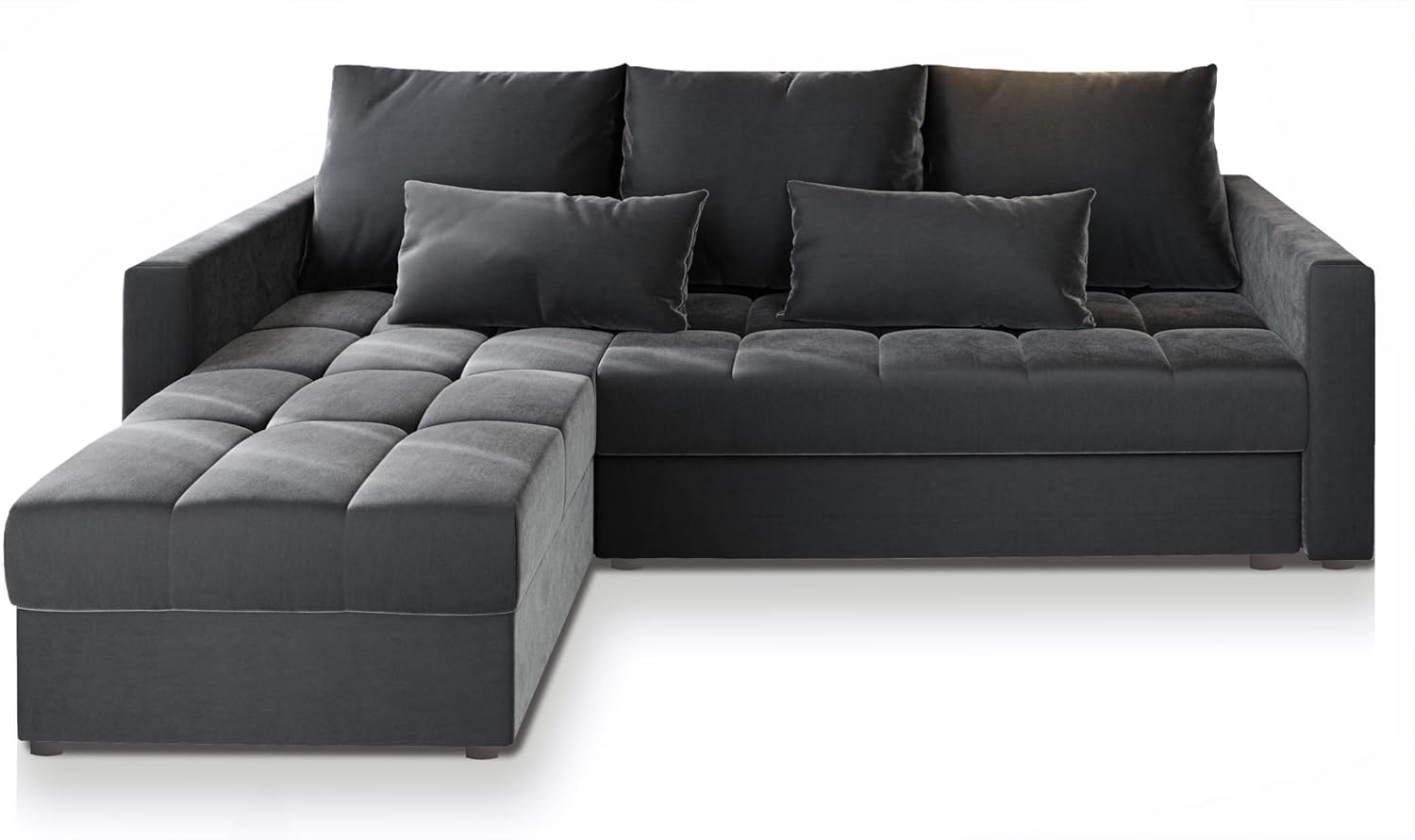 Masseno Ecksofa KOS PIK mit Schlaffunktion L-Form, Sofa mit Bettkasten, Wohnzimmersofa, Couch, Soffa, Bettsofa, Couchgarnitur- Grau, Paros 06