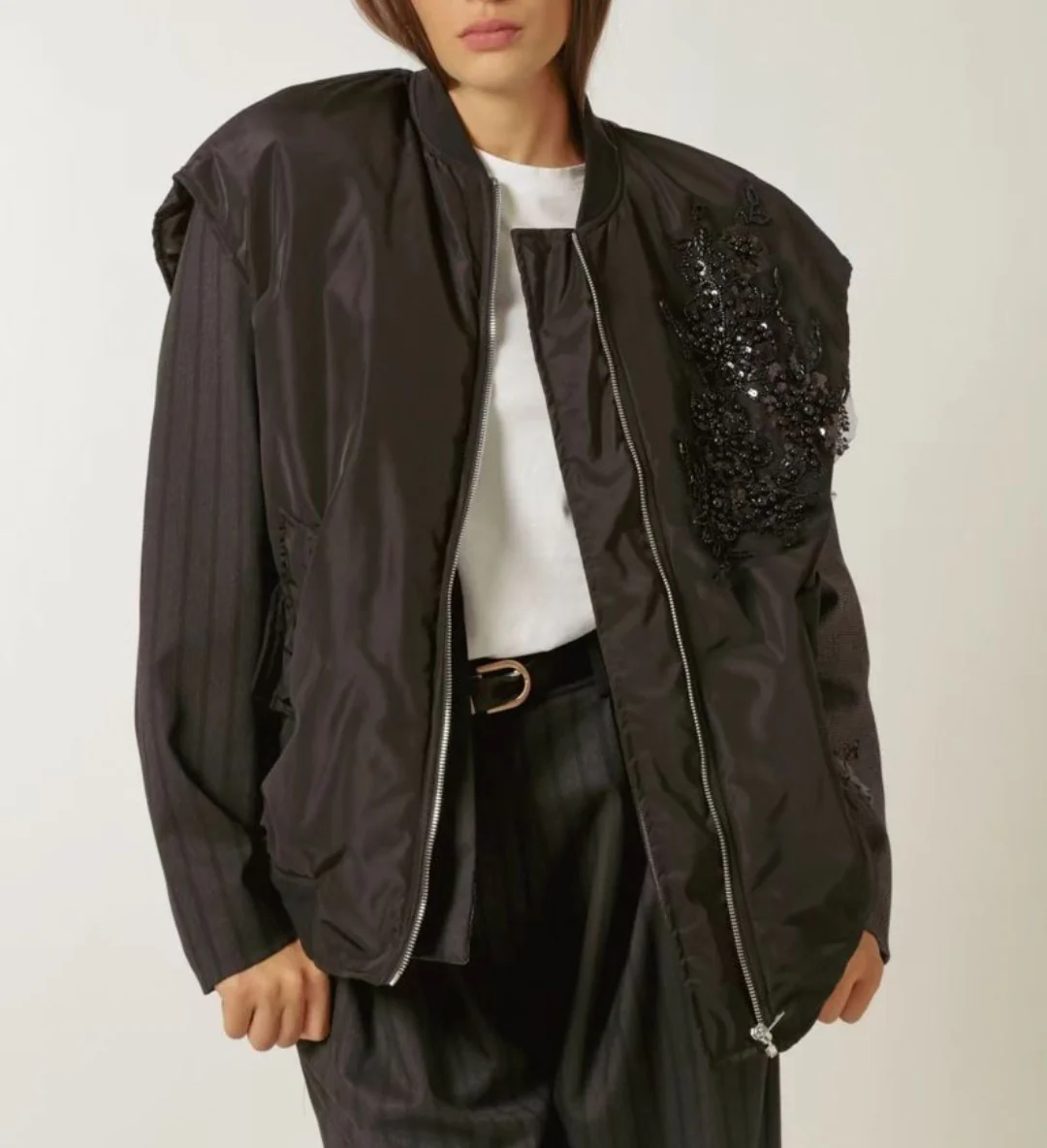 Black Sequin Motif Gilet �C Open Front