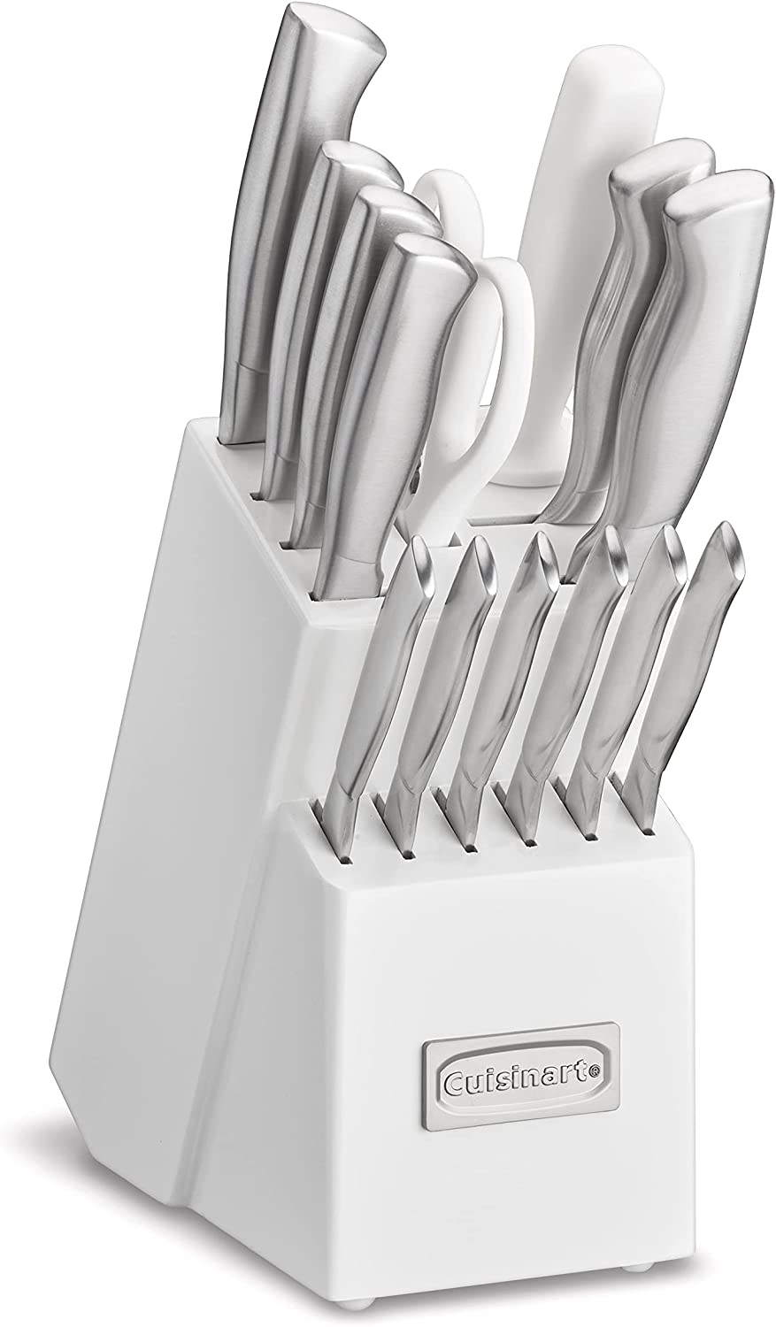 Cuisinart C77SS-15PK Set de Bloque de 15 Piezas con Mangos Huecos de Acero Inoxidable, Blanco Brillante