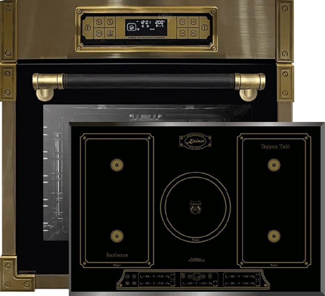 Backofen-Set Herd Set Autark Retro Einbau Backofen 11 Betriebsfunktionen 60 cm+Induktionskochfeld 77cm EH 6726 AD+KCT 7797 FIEm.