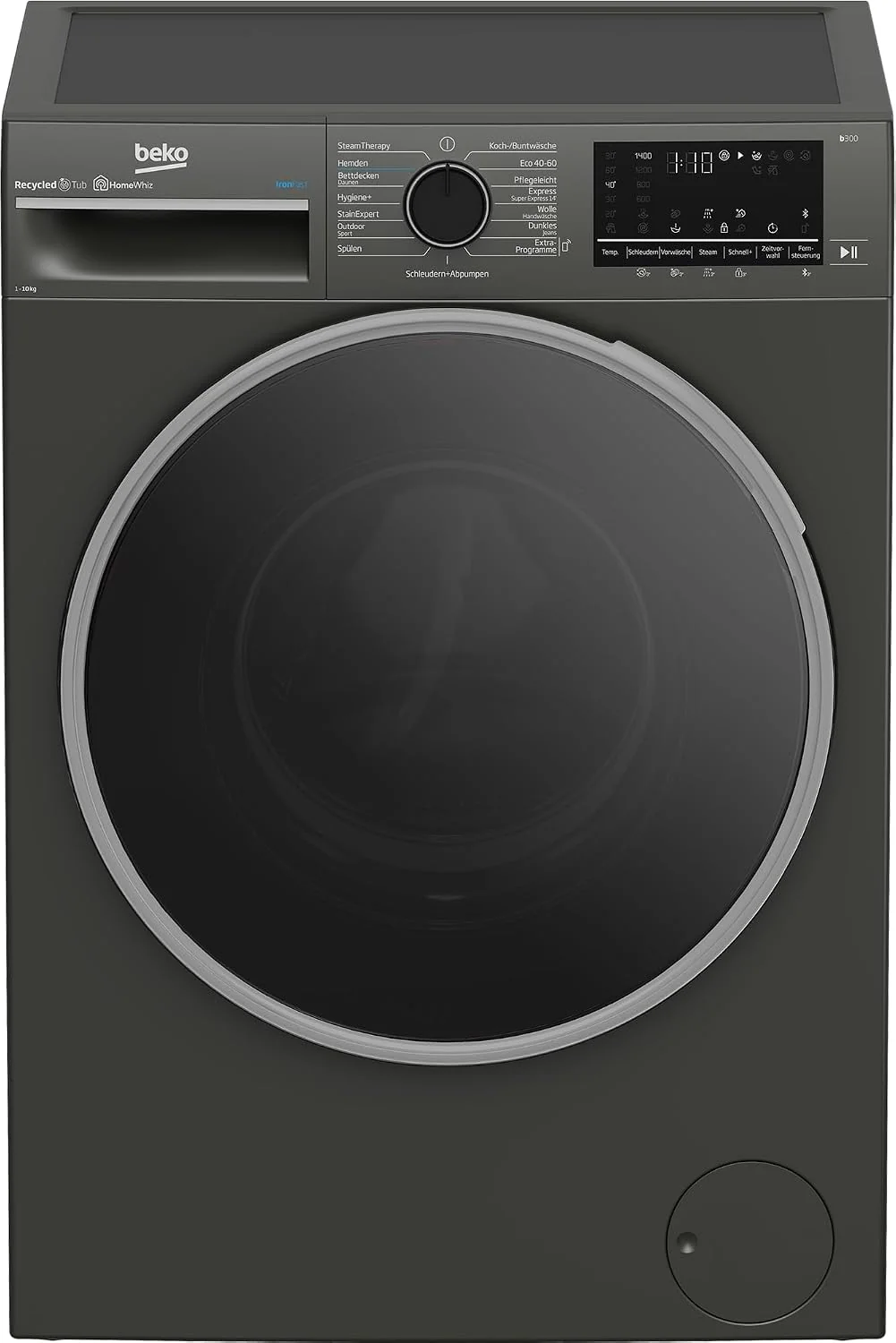Beko Waschmaschine, 9 kg, Grau, B3WFT59415M Waschvollautomat, 1400 U/min, SteamCure Dampffunktion, allergikergeeignet
