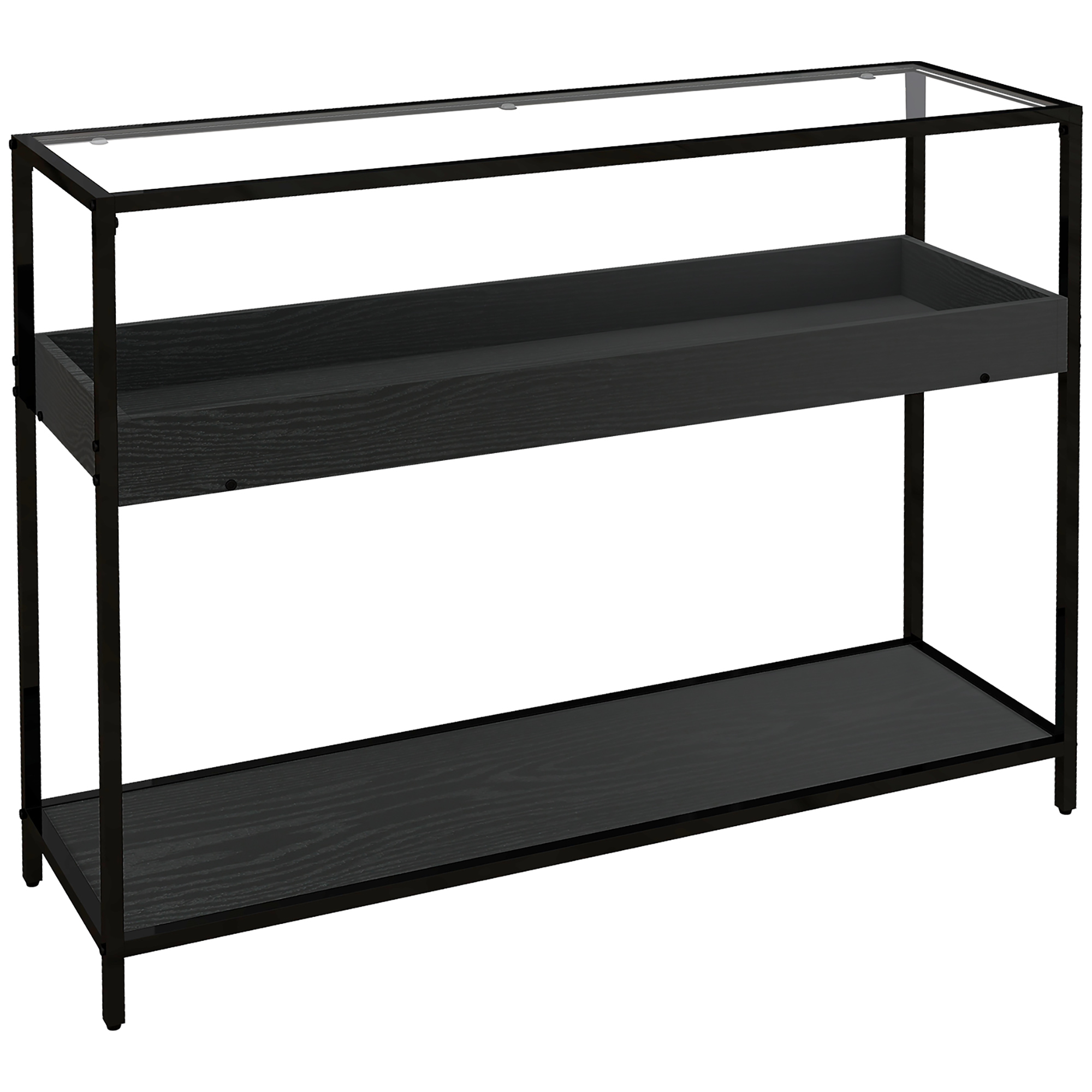 HOMCOM Konsolentisch mit 2 Regalen, Flurtisch, Flurkonsole, Schwarz