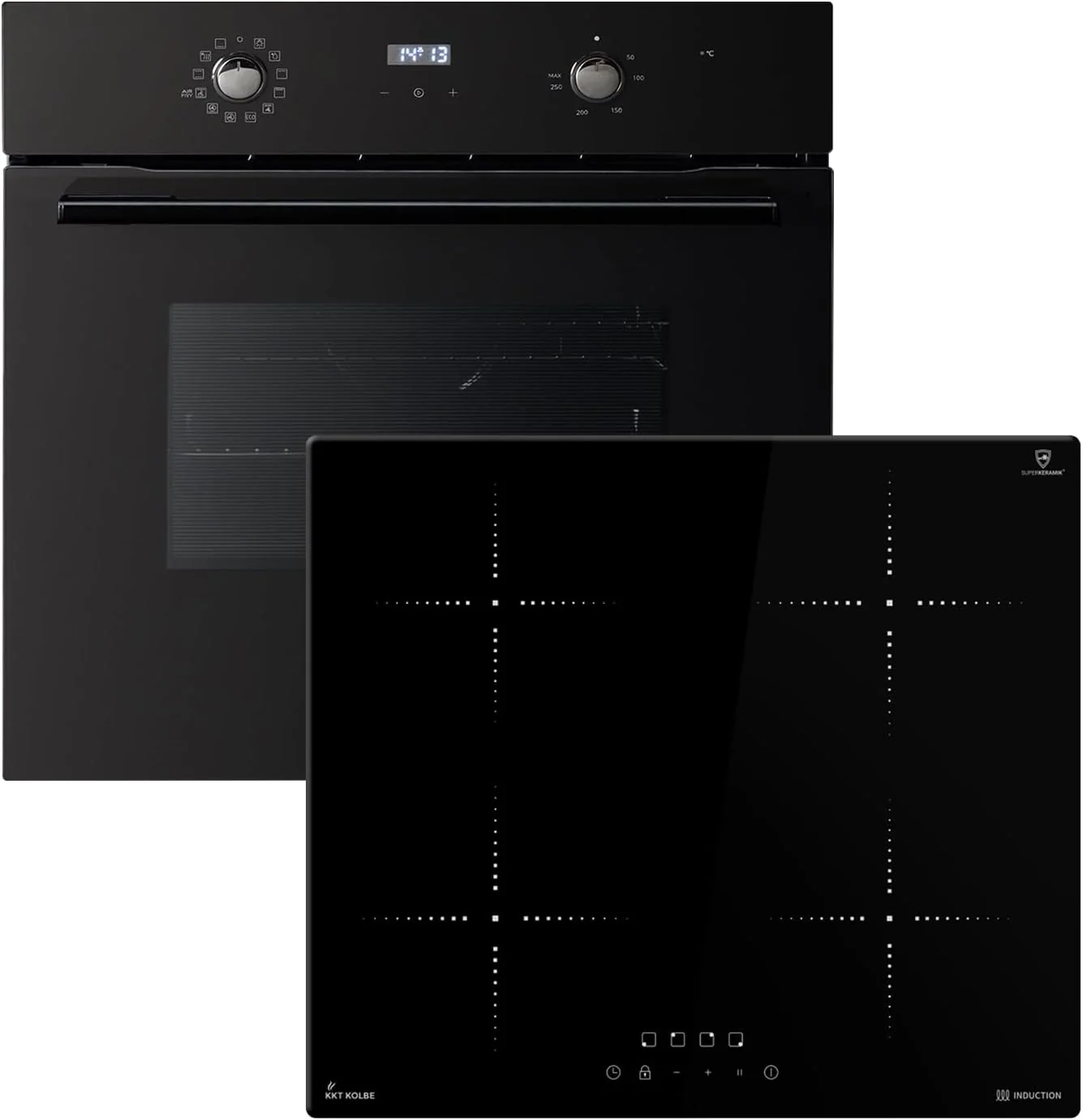 KKT KOLBE Backofen, 7000 W, Weiß, Herdset SET8005FBIH859RL, und Induktionskochfeld
