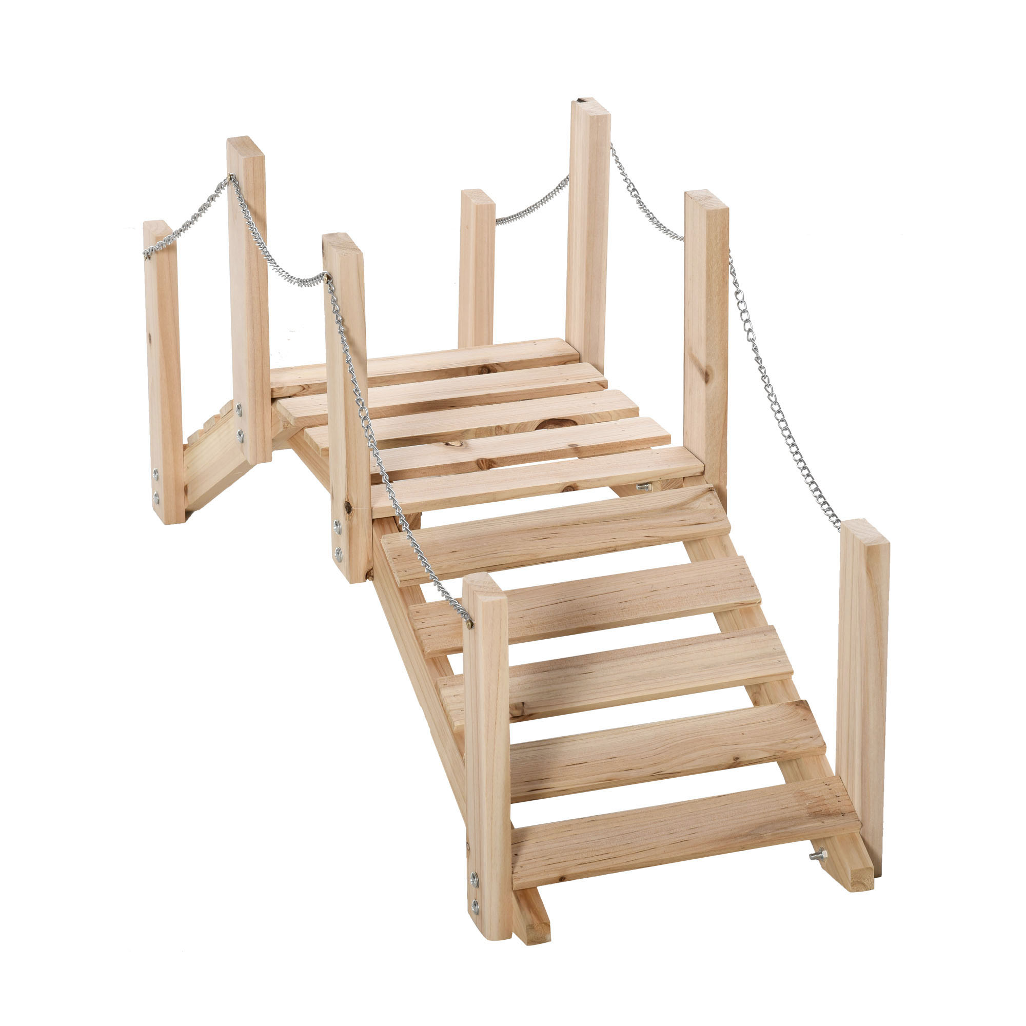 Outsunny Gartenholzsteg - Teichsteg - Holzbrücke - Gartendekoration Maße 100L x 32B x 48H cm - Tannenholz