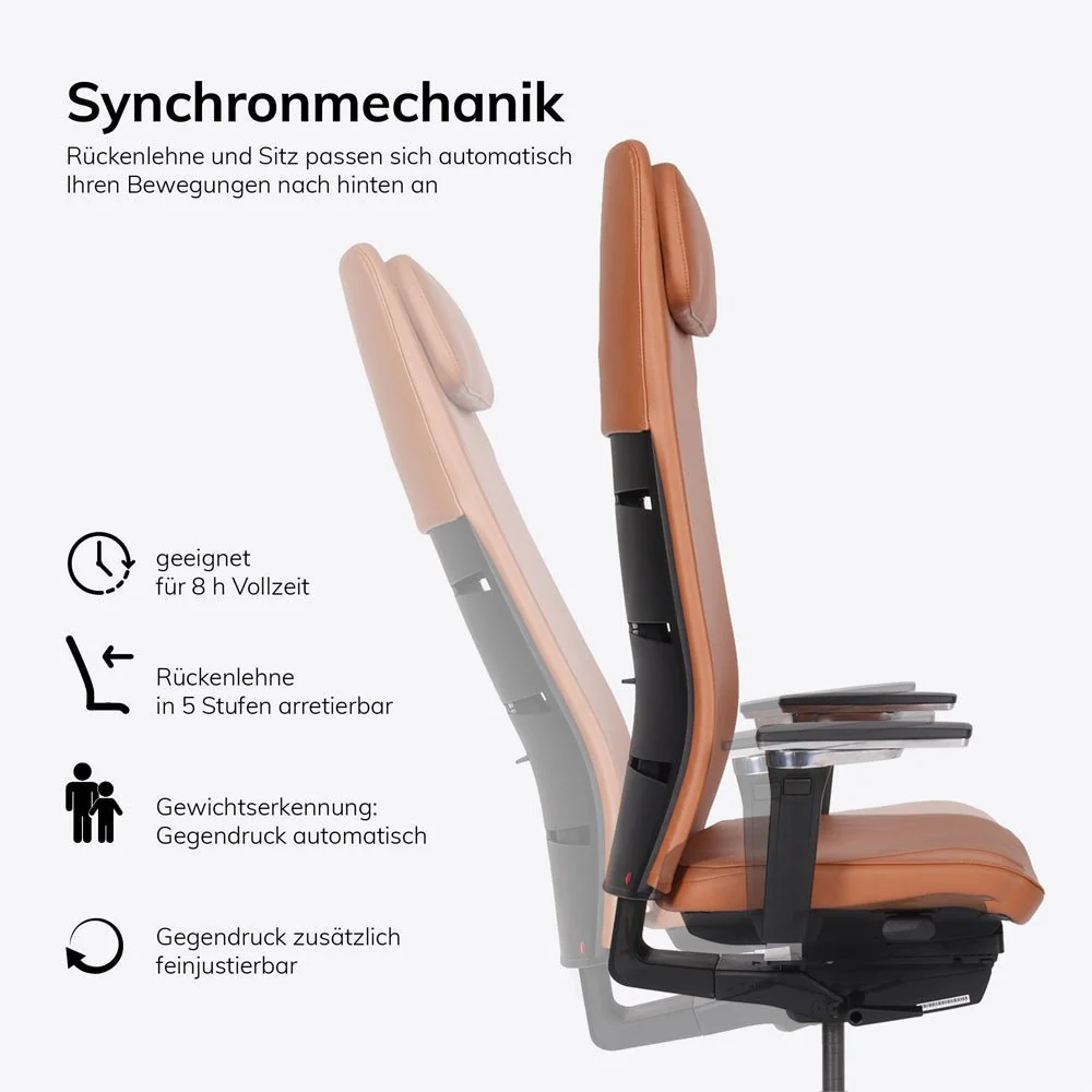 lento agilis matrix MT14 - Poltrona direzionale di alta classe - Vera pelle - Made in Germany