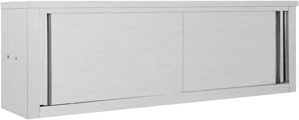 IKAYAA Armadio da Cucina con Ante Scorrevoli Catering Pensile Pensile Ristoranti Pensili da Cucina in Acciaio Inox-150 x 40 x 50 cm