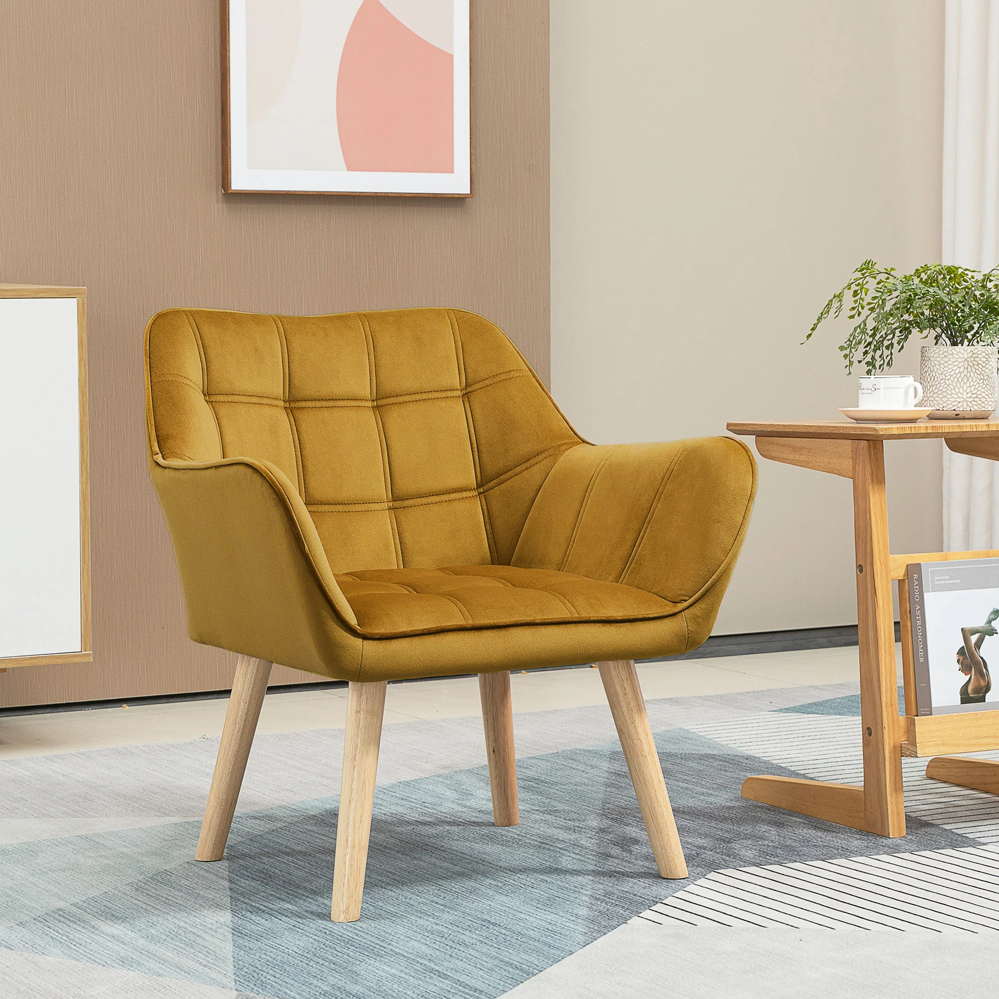 HOMCOM Polsterstuhl Skandi-Design kräftige Farben Gelb