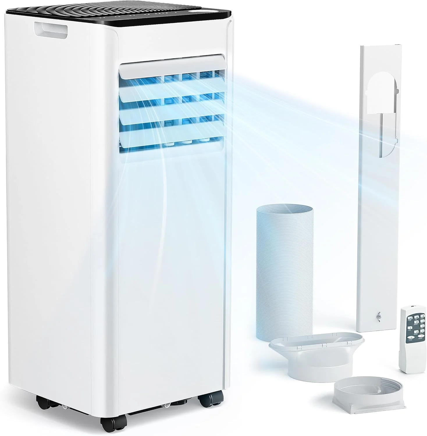 Mobiele airco 9000 BTU met afvoerslang | 4-in-1 Mobiele airconditioner | Stille werking