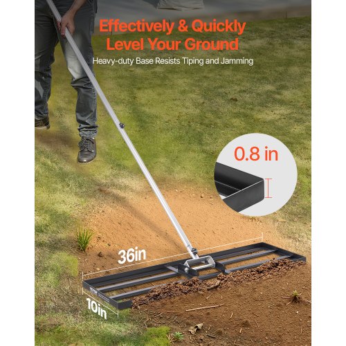 VEVOR Rasenrakel Nivellierrechen Levelingrake Rasenpflege 914x254x2290mm