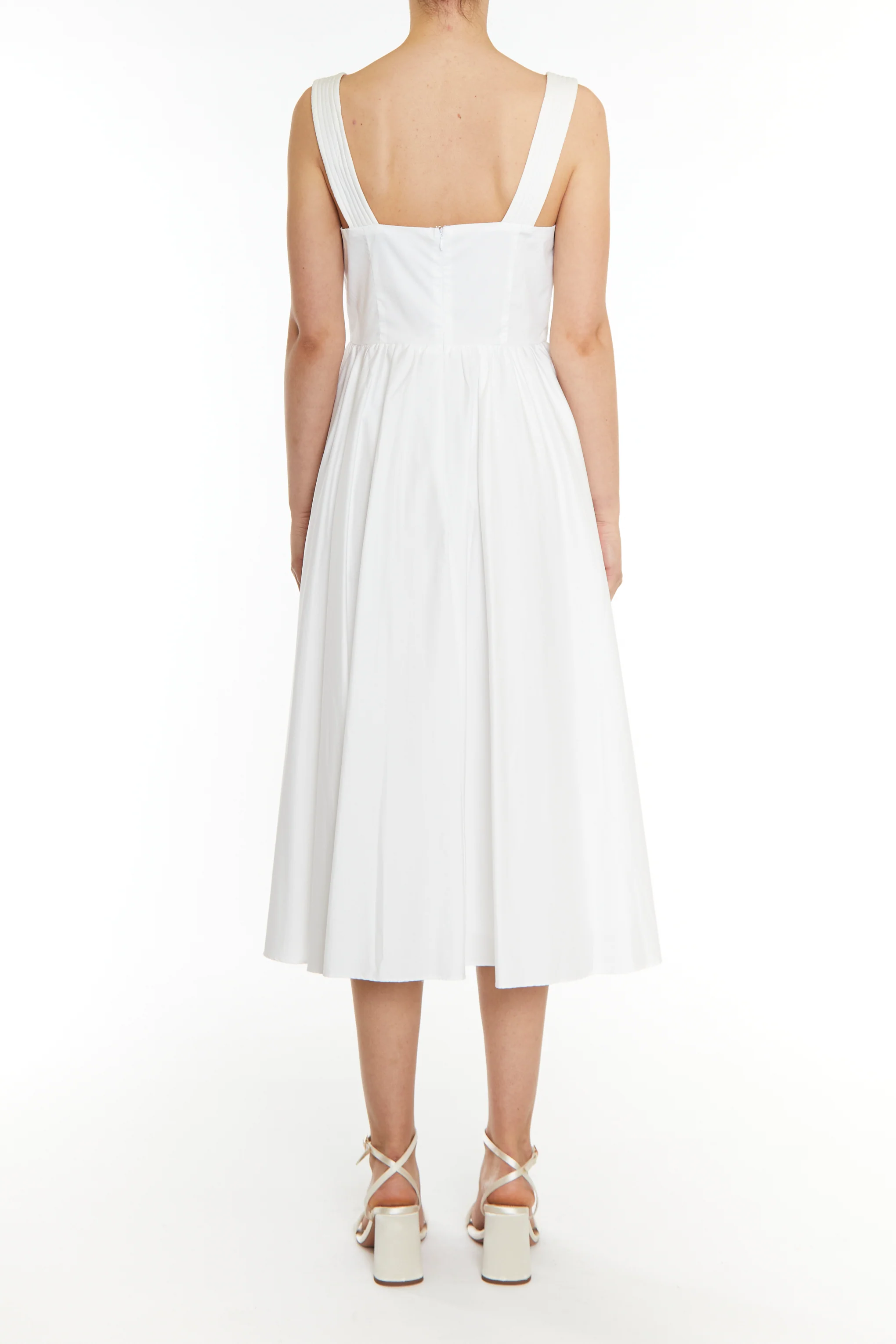 Hannah White Pleated Corset Midi Dress