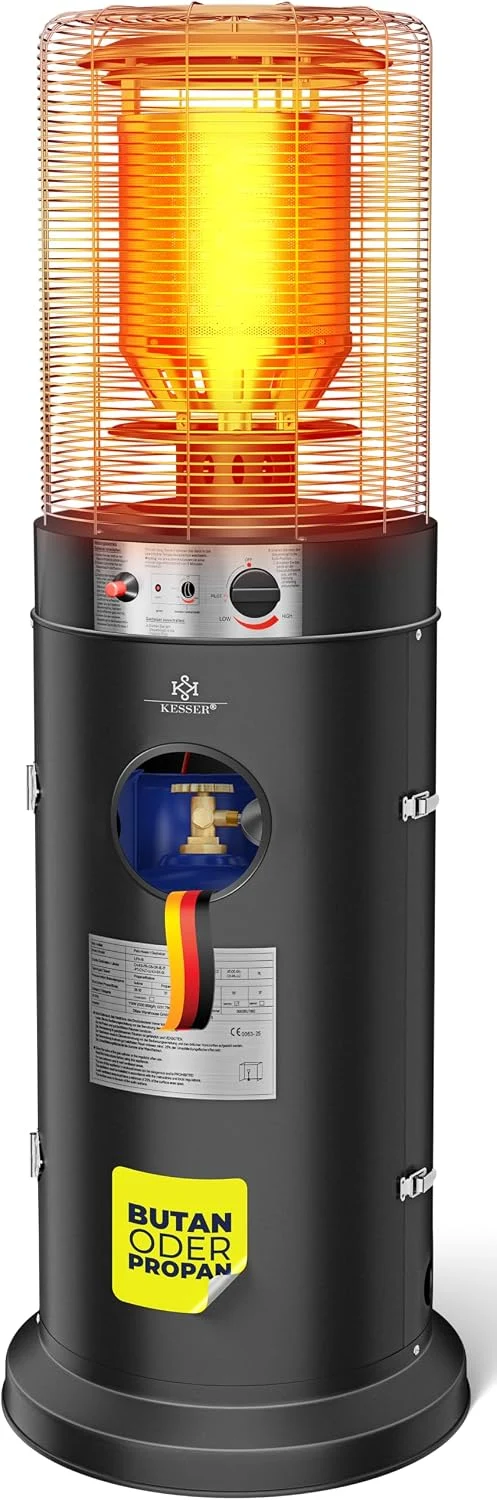 KESSER Heizstrahler Gas KE12 Heizpilz für Terrasse Terrassenheizer Terrassenheizstrahler, Freiluftheizung 10 kW Gasheizstrahler gasheizer, Heizgerät