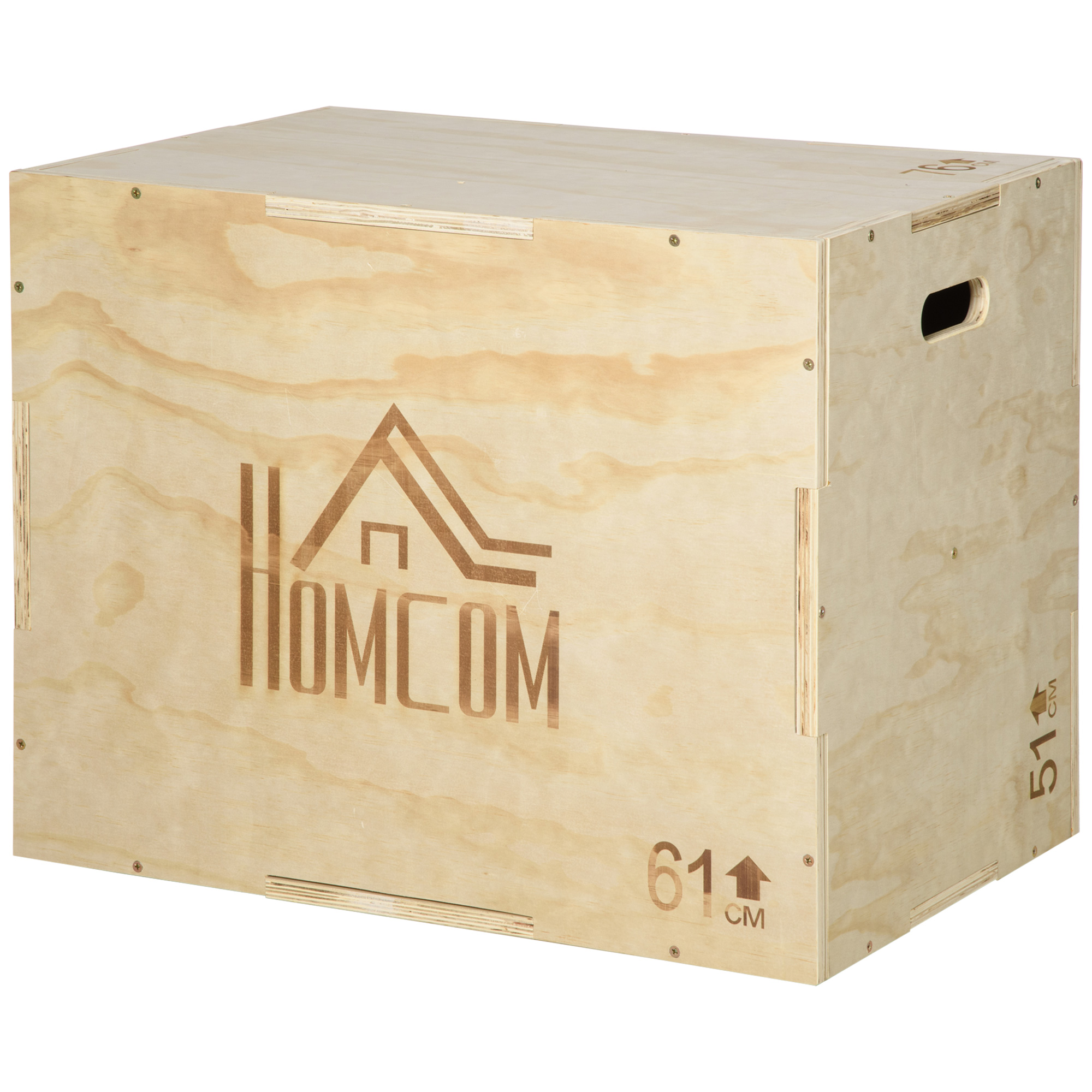 HOMCOM Box Jump Pliometrie 3-in-1 Gerät Muskelaufbau Fitness & Crossfit Plyobox für Box Training 51/61/76 cm aus Holz
