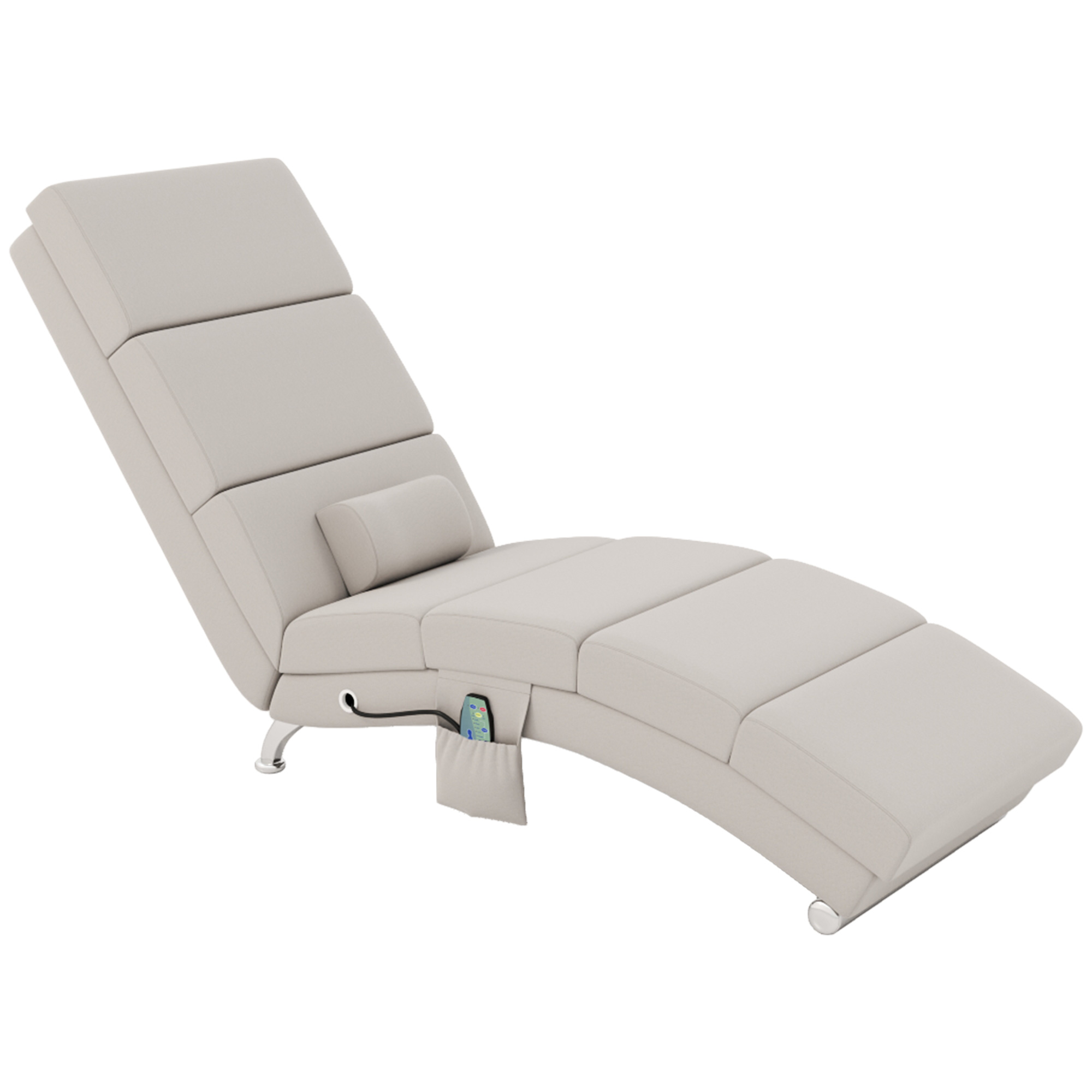 HOMCOM Relaxsessel Massagesessel und Heizung Chaiselongue mit Fernbedienung und Kissen, Leinenoptik, Creme