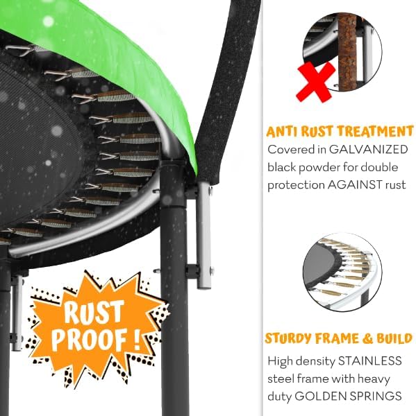 JUMPZYLLA Trampoline 8FT 10FT 12FT 14FT 15FT 16FT Trampoline with Enclosure - Recreational Trampolines with Ladder and AntiRust Coating, ASTM Approval Outdoor Trampoline for Kids