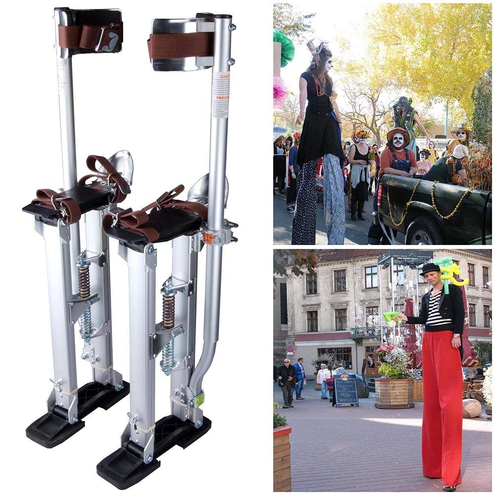 24 40 Adjustable Aluminum Drywall Stilts 227Lbs Load Capacity 3 Position Heel Bracket Dual Action Springs for Painting Taping or Cleaning Silver US Delivery (Silver)