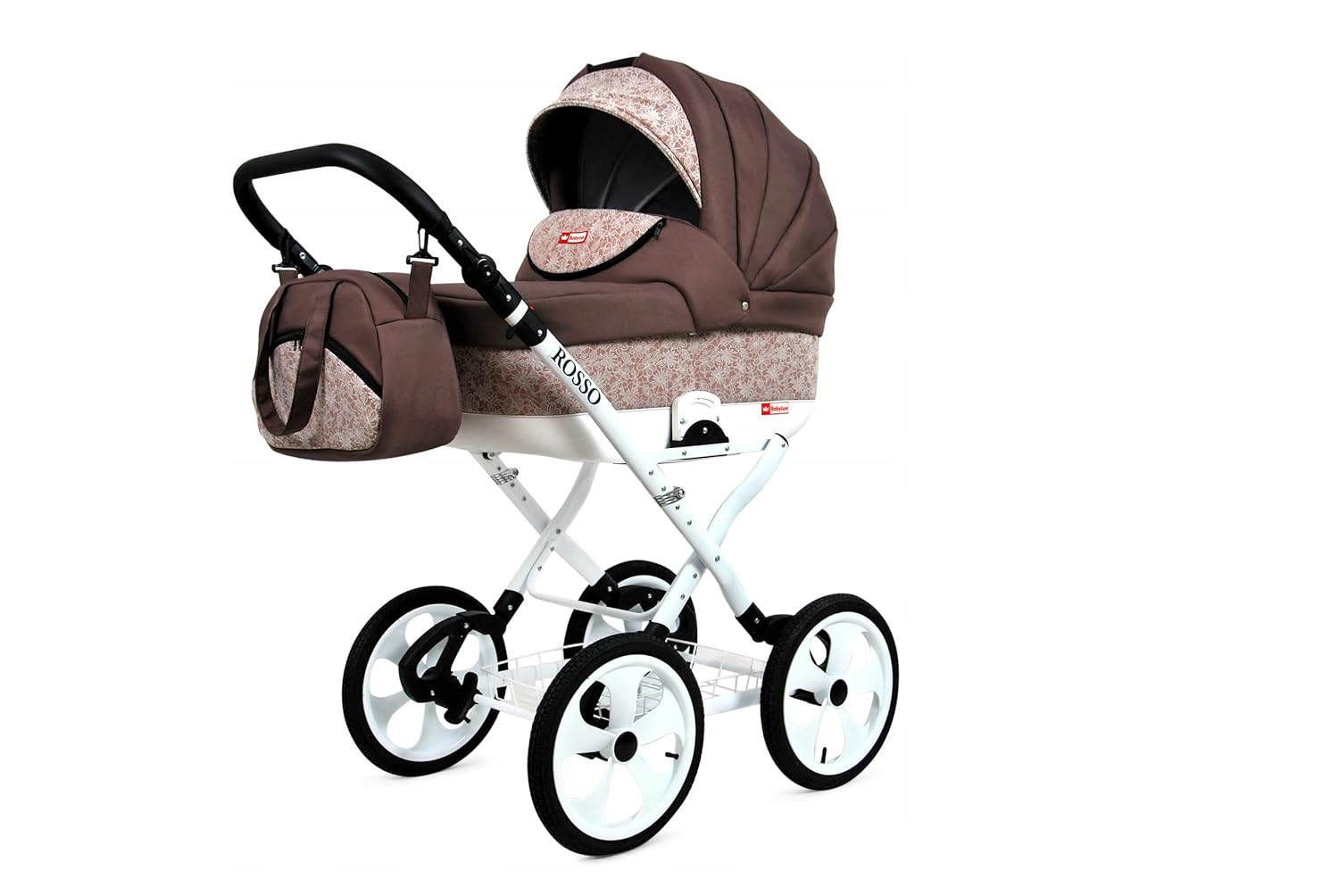 BabyLux® Bambimo Kinderwagen Set 2 in 1 - Rosso - incl. Babywanne, Buggy Sportsitz - Kinderwagenset - Kombikinderwagen mit Wickeltasche, Regenschutz, Moskitonetz, Cupholder usw.